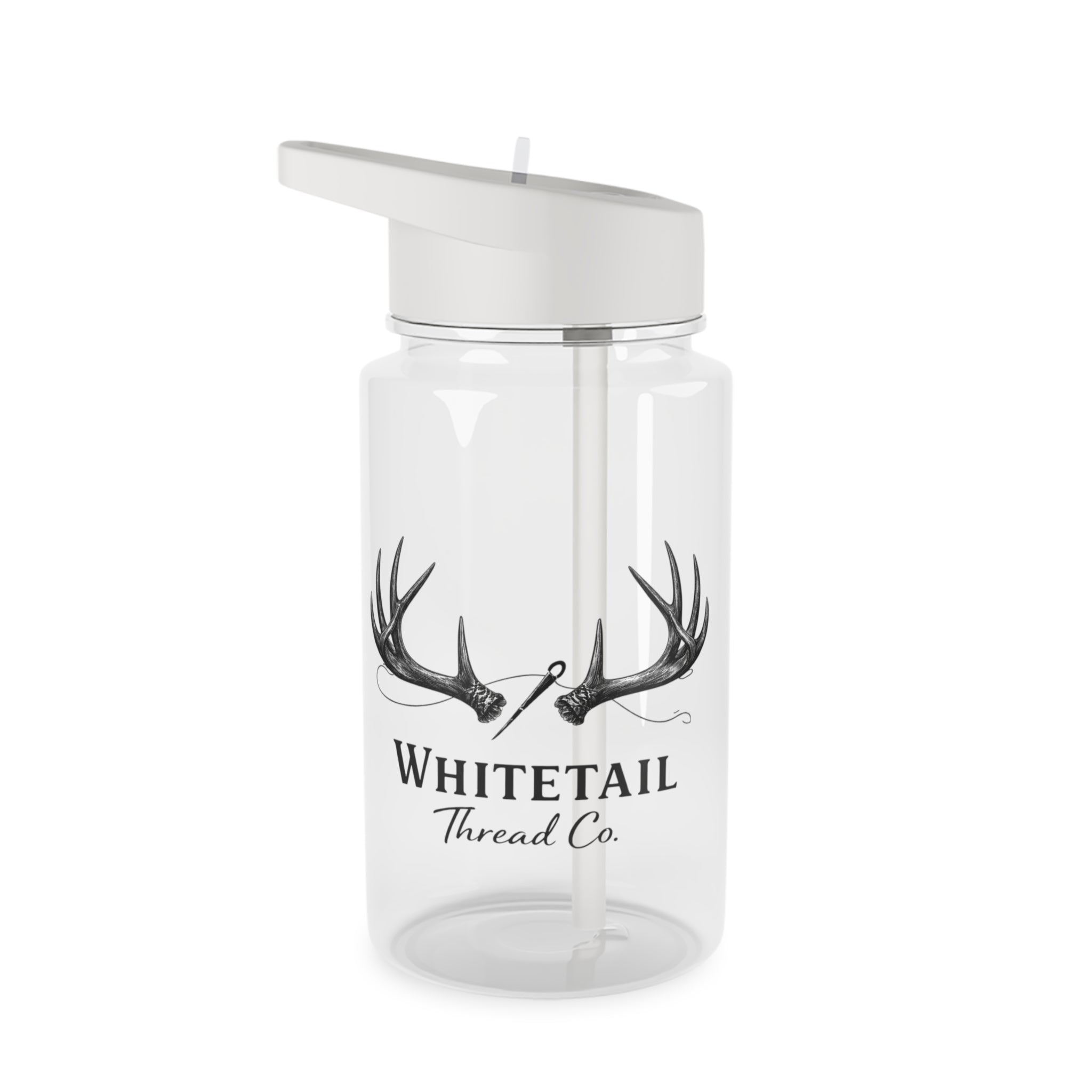 Whitetail Antler Water Bottle — Hunting Logo Sports Bottle with Straw