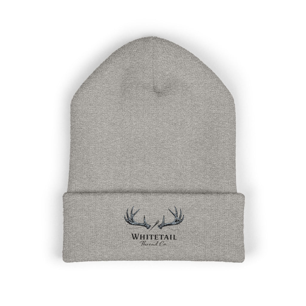 Embroidered 'Whitetail' Antler Knit Beanie — Cozy Hunting & Outdoor Winter Hat