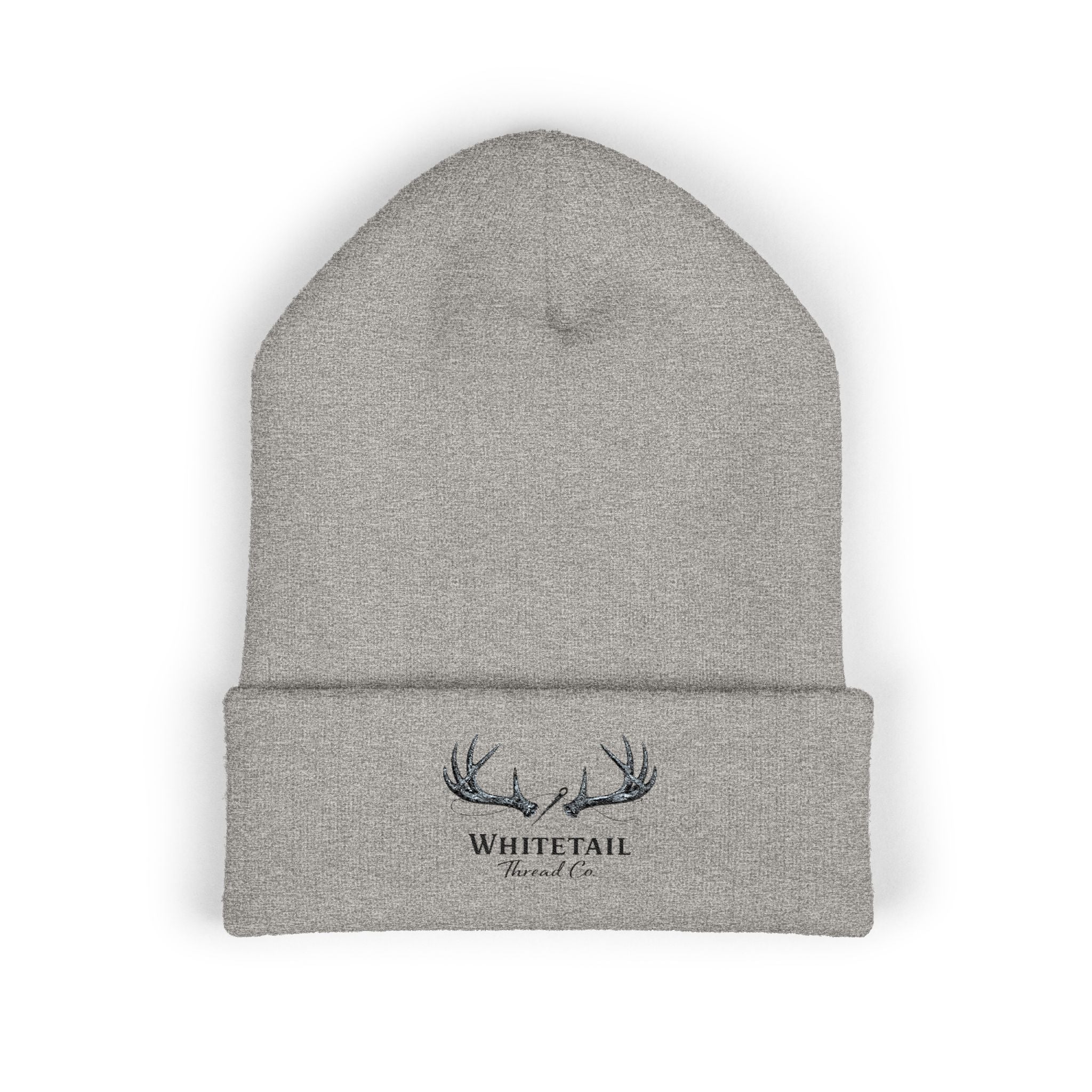 Embroidered 'Whitetail' Antler Knit Beanie — Cozy Hunting & Outdoor Winter Hat