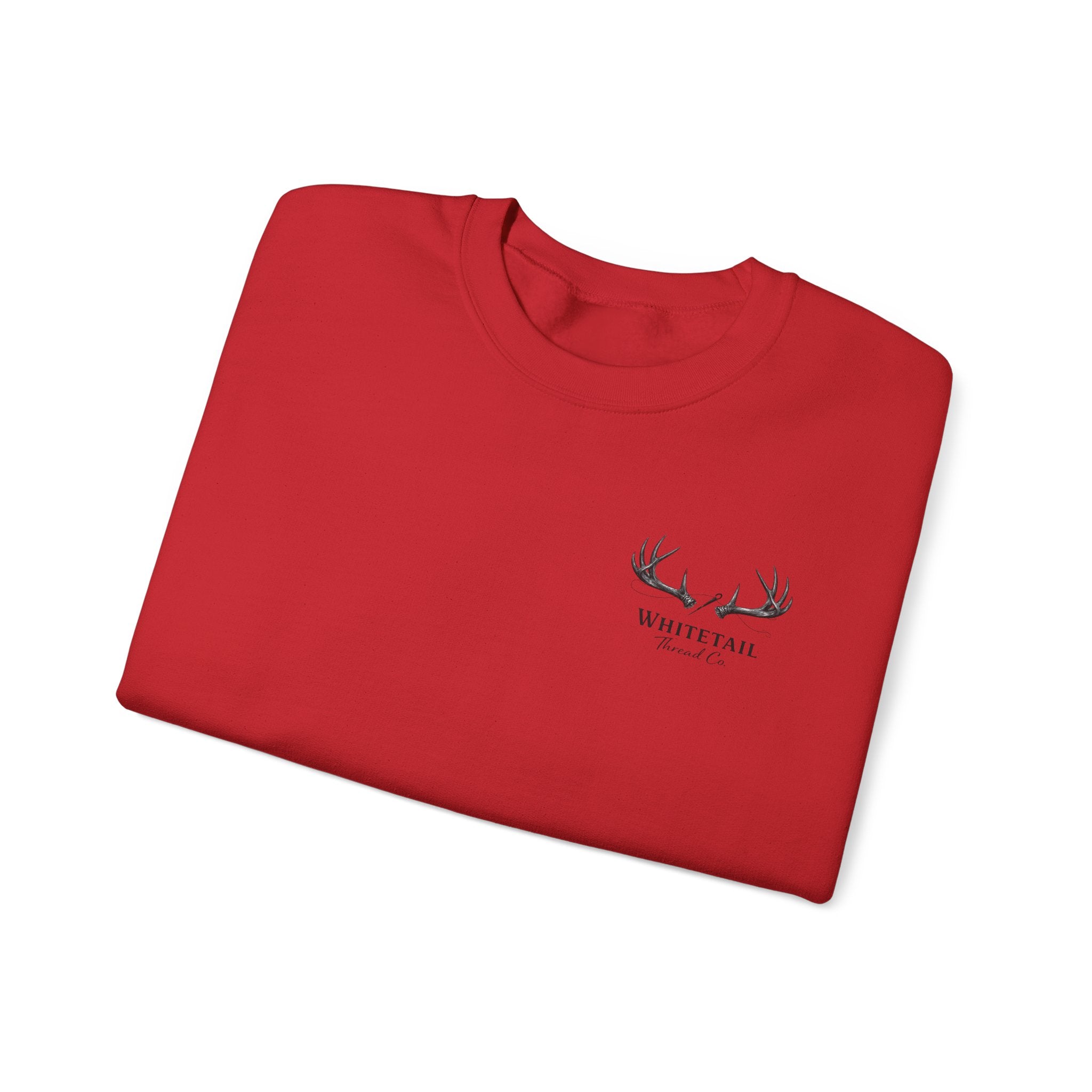 Whitetail Thread Antler Crewneck Sweatshirt — Small logo American Flag Sleeve