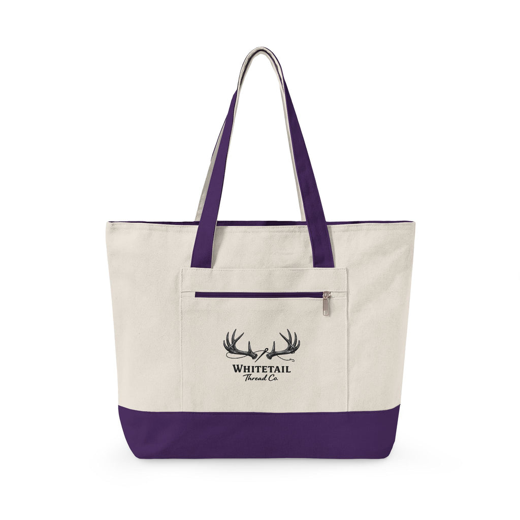 Whitetail Antler Canvas Tote — Zippered  Shopper Bag