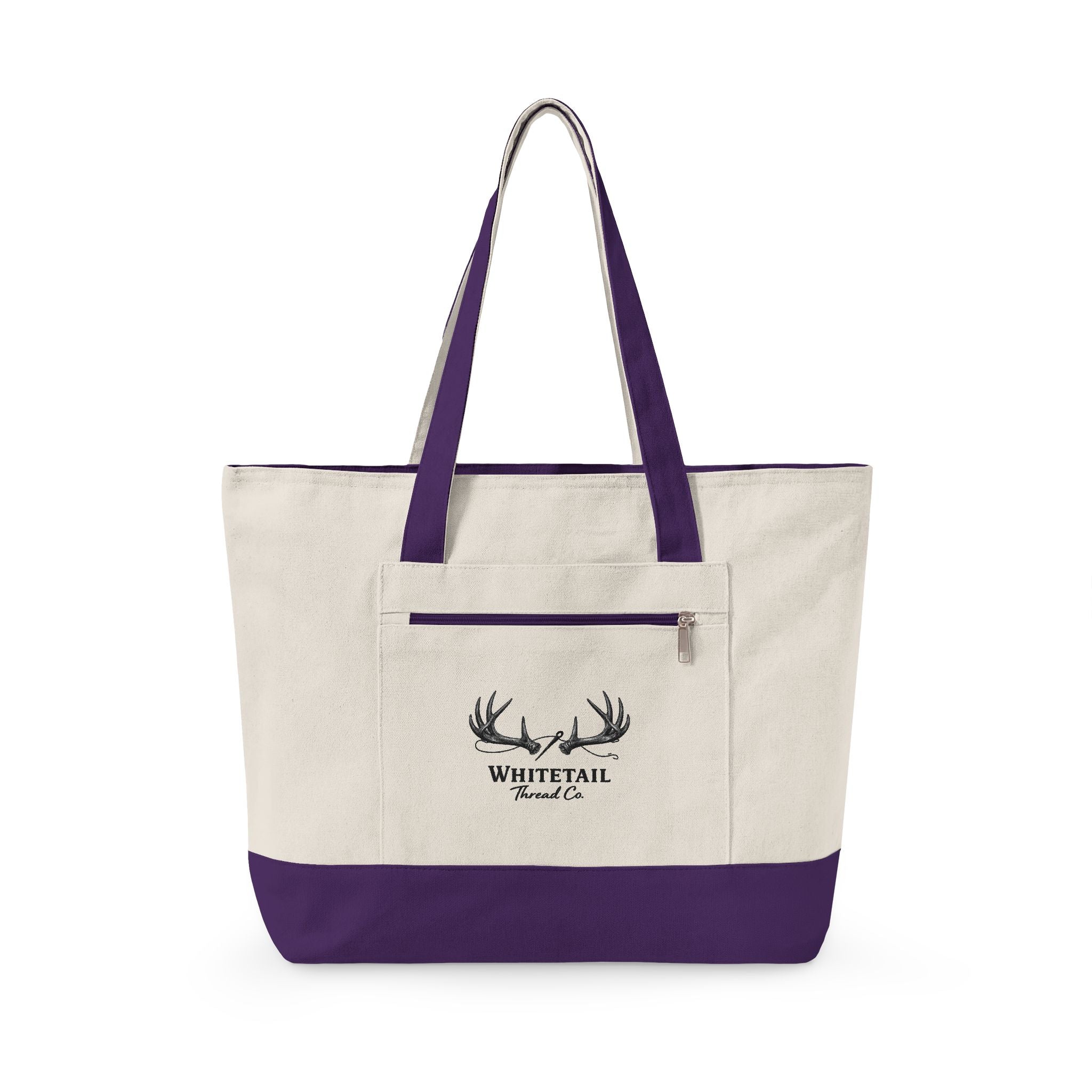 Whitetail Antler Canvas Tote — Zippered  Shopper Bag