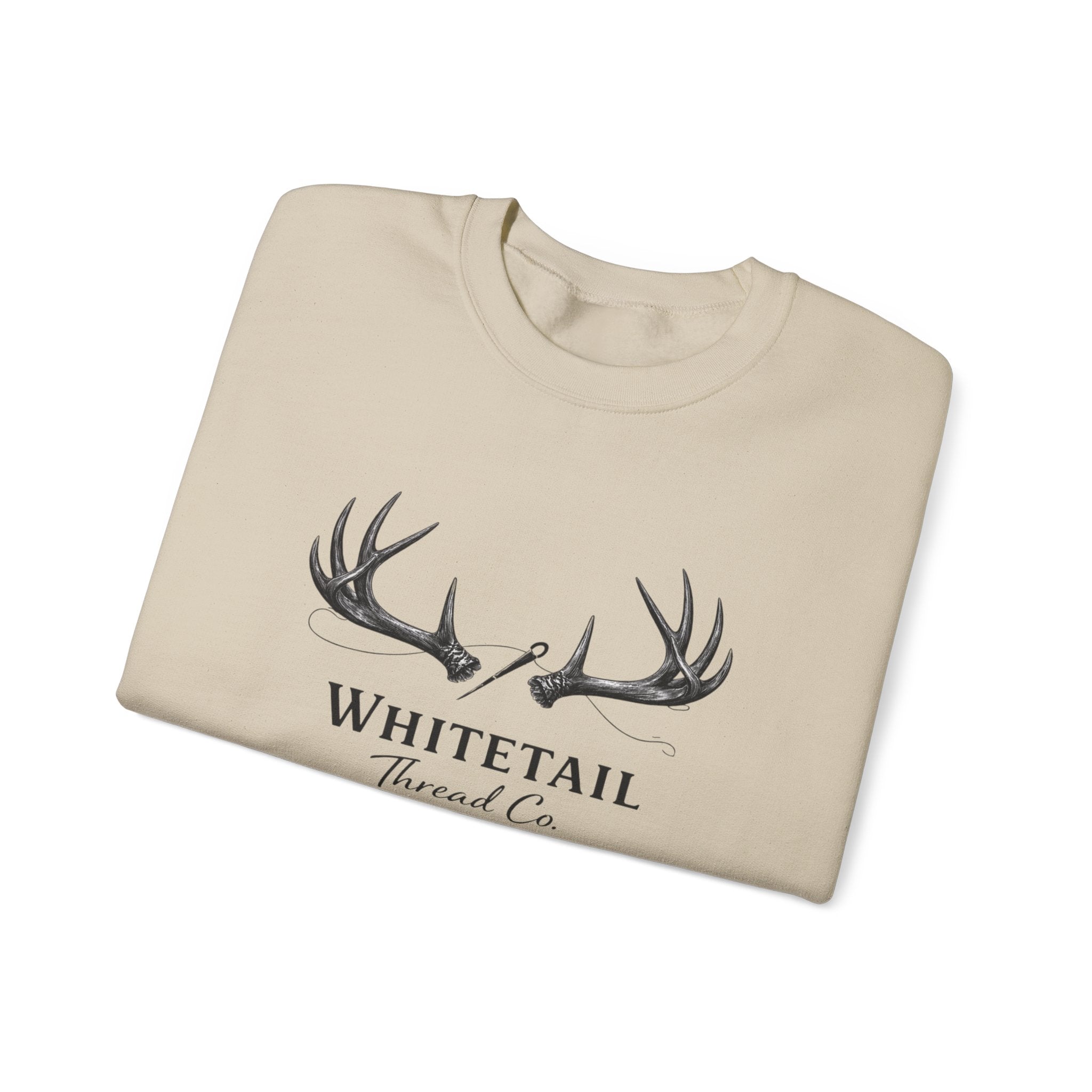 Whitetail Thread Co. Antler Crewneck Sweatshirt — American Flag Sleeve