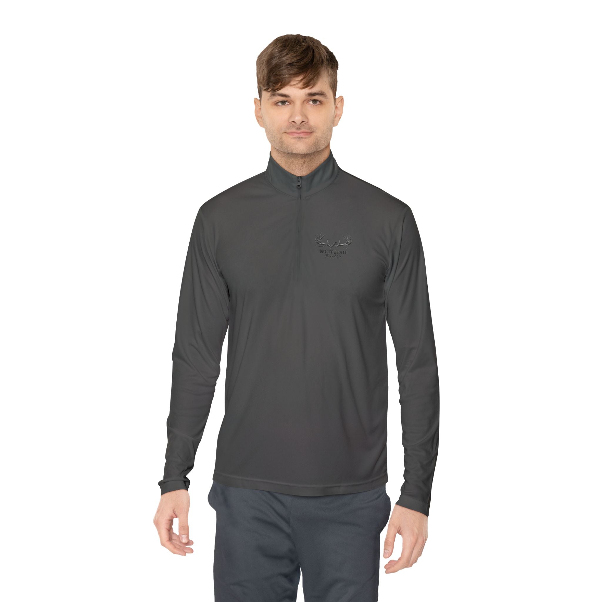 Quarter-Zip Pullover — Minimal Antler Logo Pullover