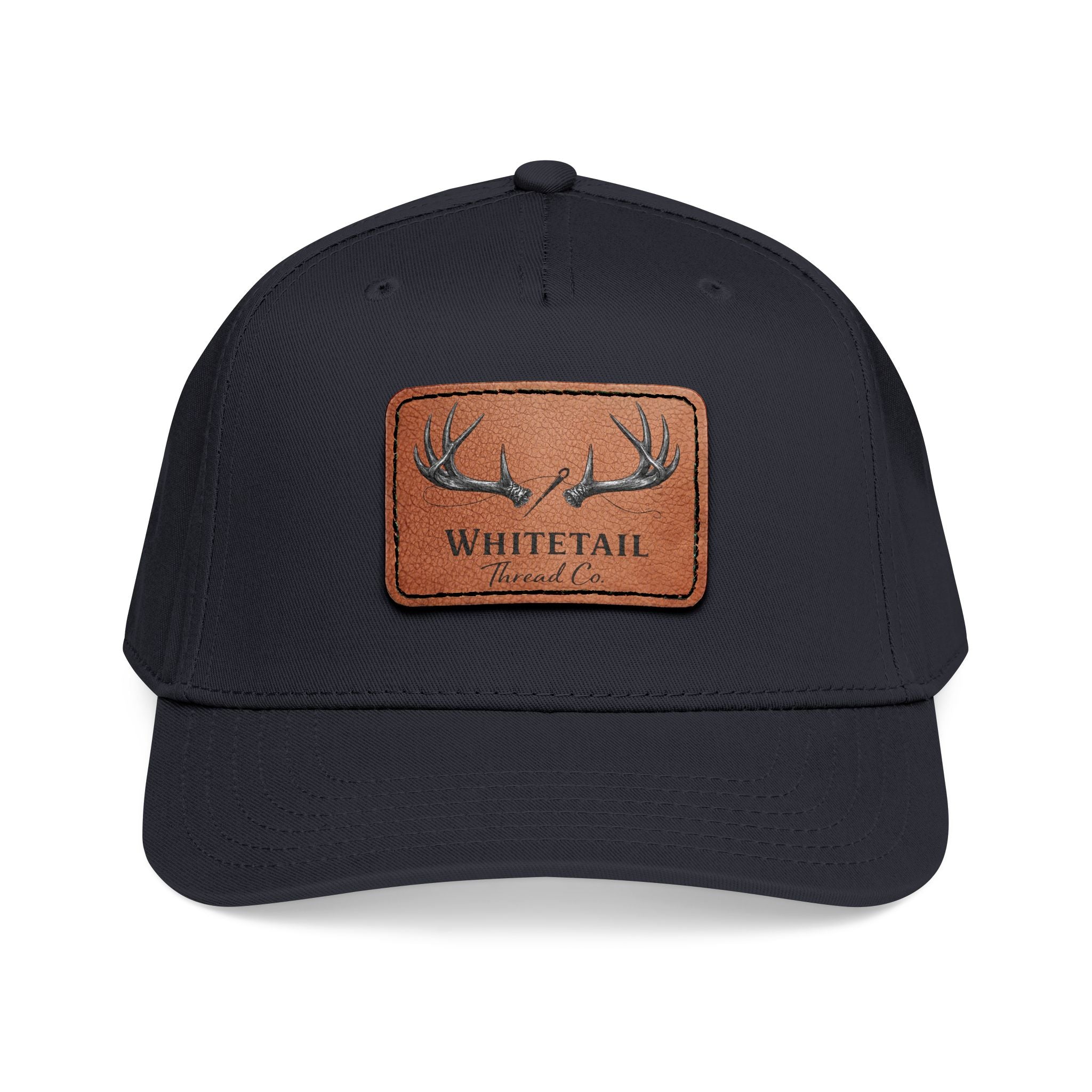 Leather Whitetail Thread Patch Hat — Whitetail Antlers Outdoor Hat