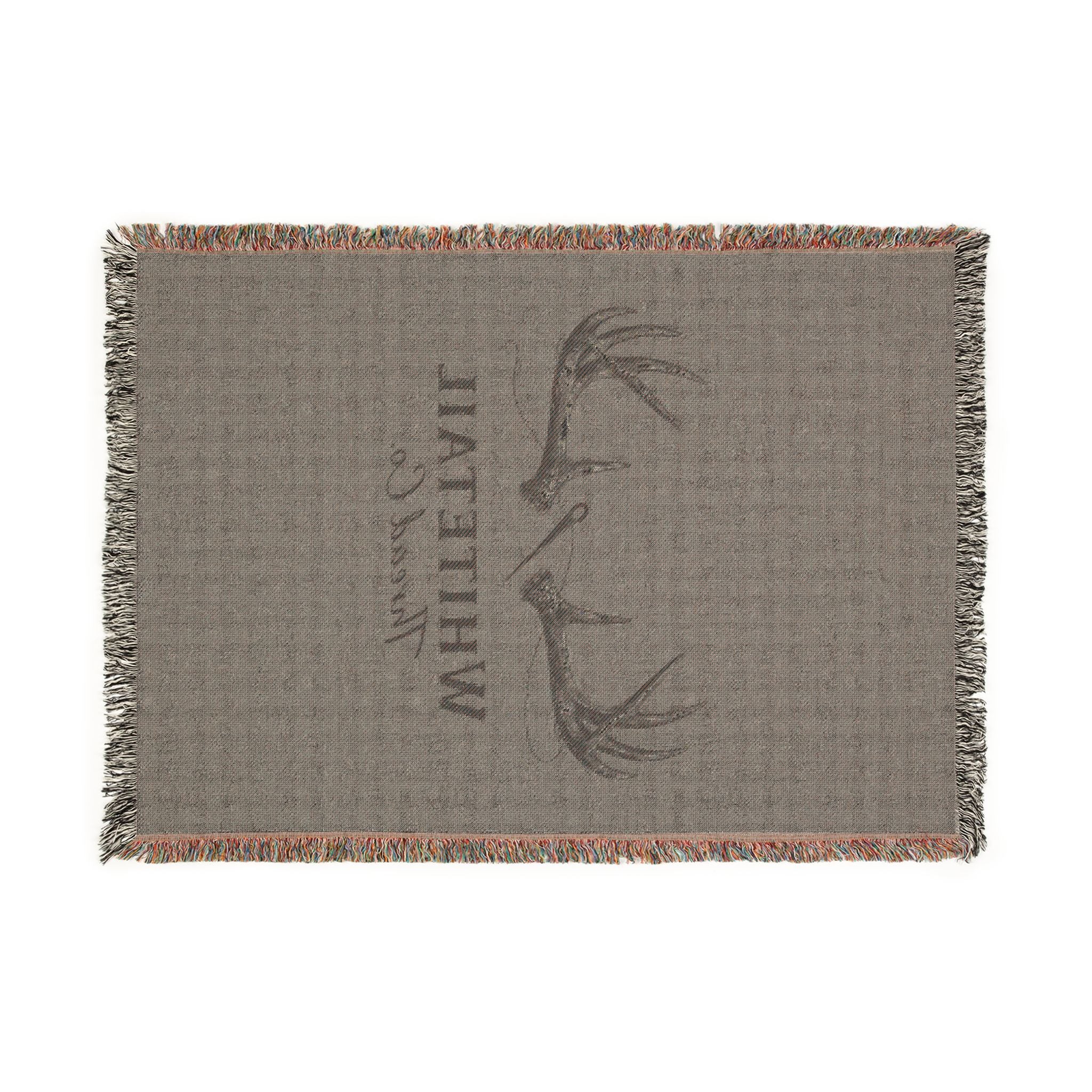 Whitetail Antler Woven Blanket — Rustic Deer Lodge Throw