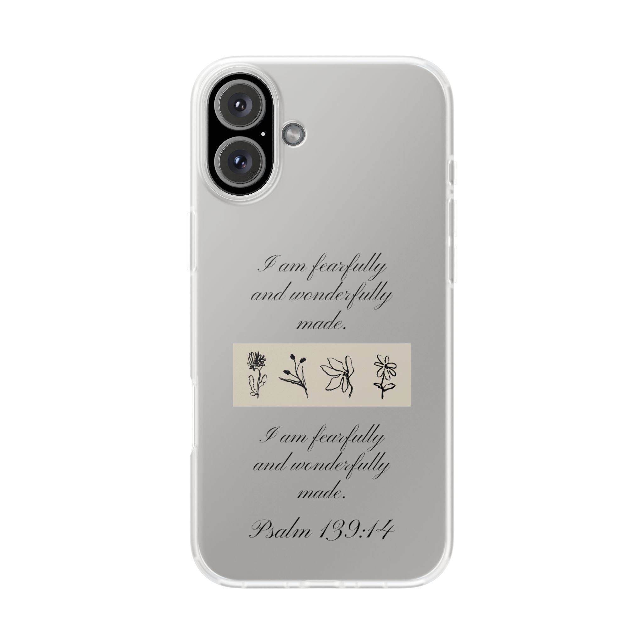 Christian Bible verse Floral iPhone Case – "I am fearfully and wonderfully made" Psalm 139:14