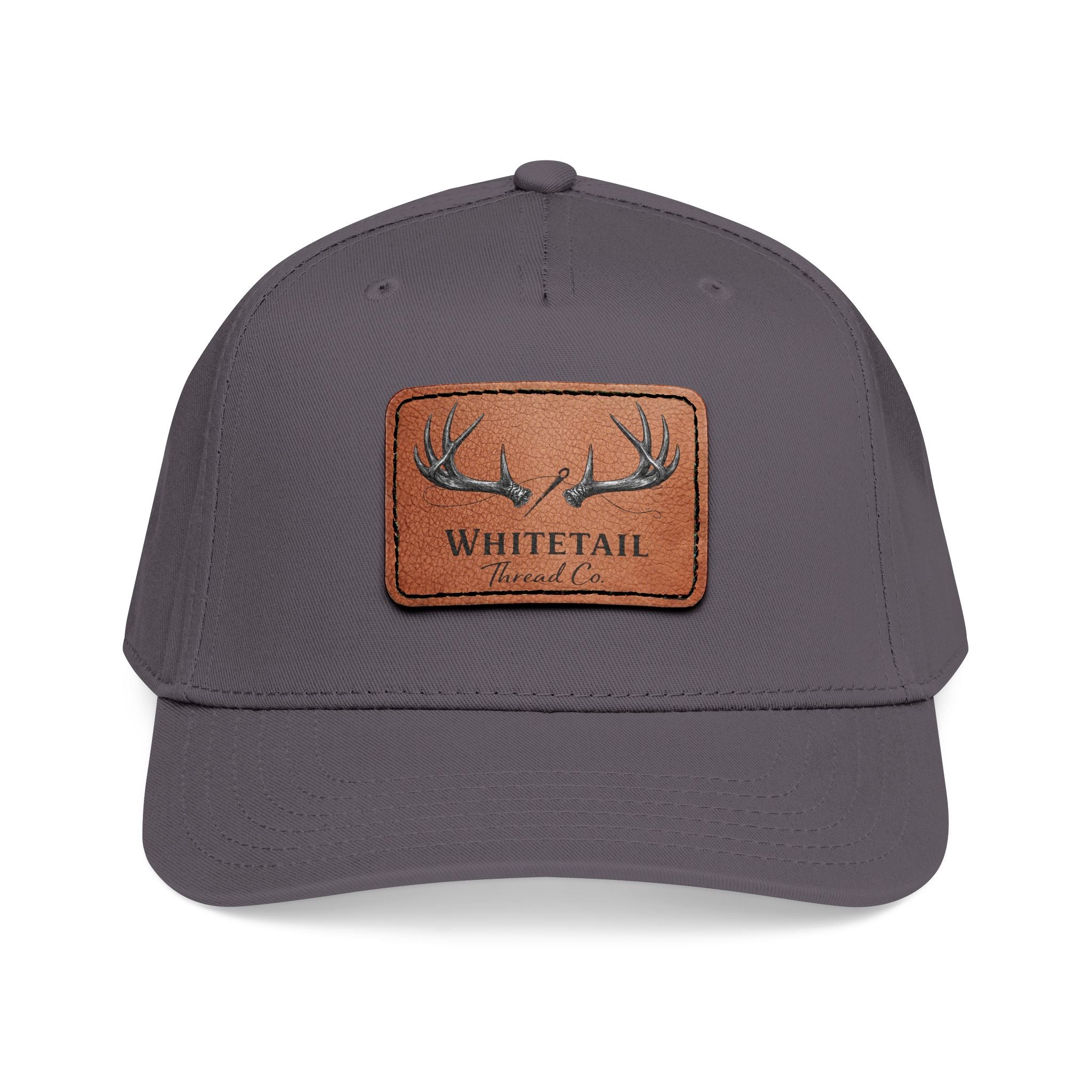 Leather Whitetail Thread Patch Hat — Whitetail Antlers Outdoor Hat