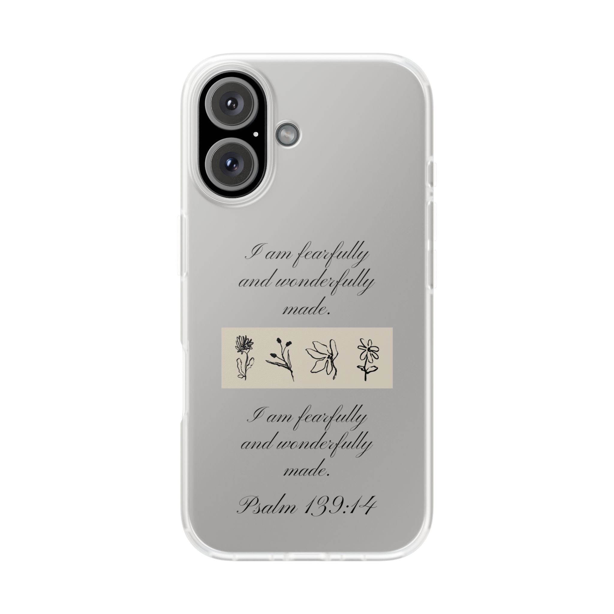 Christian Bible verse Floral iPhone Case – "I am fearfully and wonderfully made" Psalm 139:14