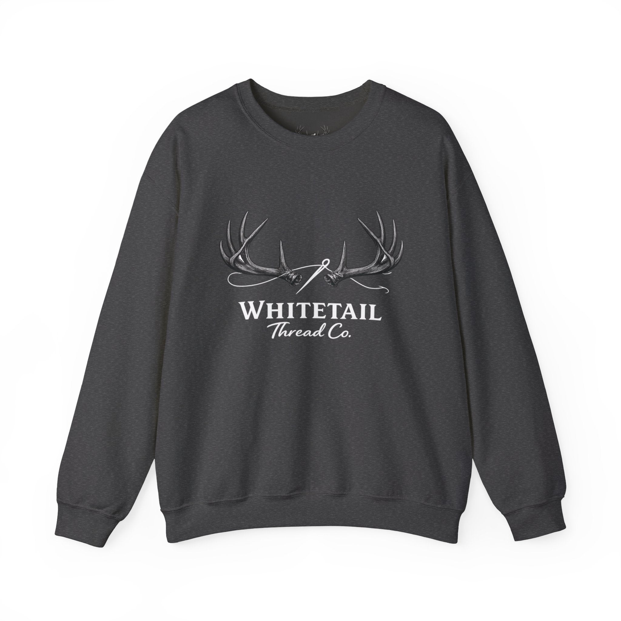 Whitetail Thread Antler Crewneck Sweatshirt — Small logo American Flag Sleeve