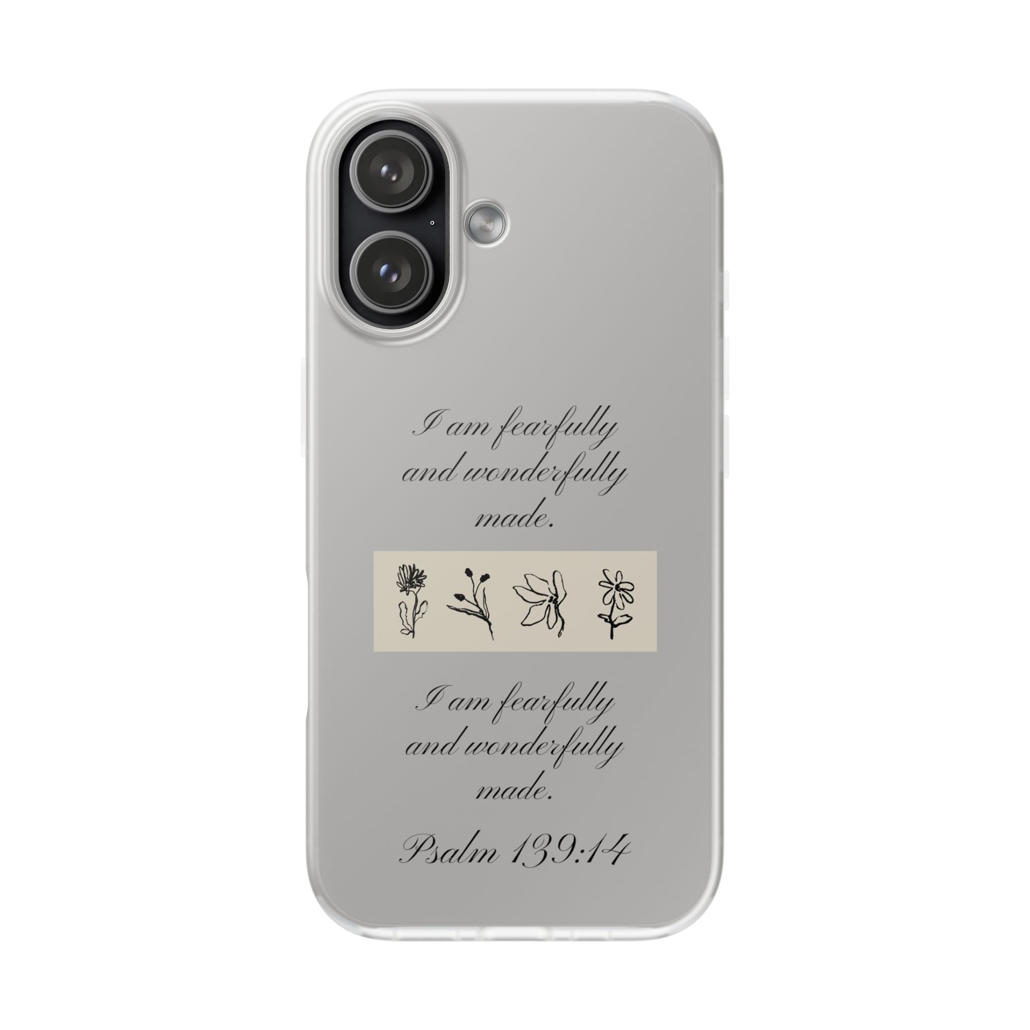 Christian Bible verse Floral iPhone Case – "I am fearfully and wonderfully made" Psalm 139:14