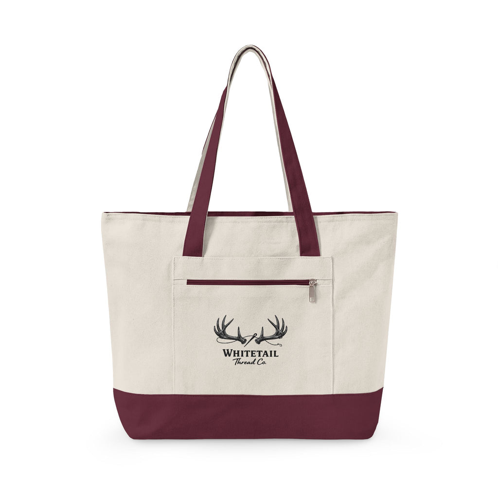 Whitetail Antler Canvas Tote — Zippered  Shopper Bag