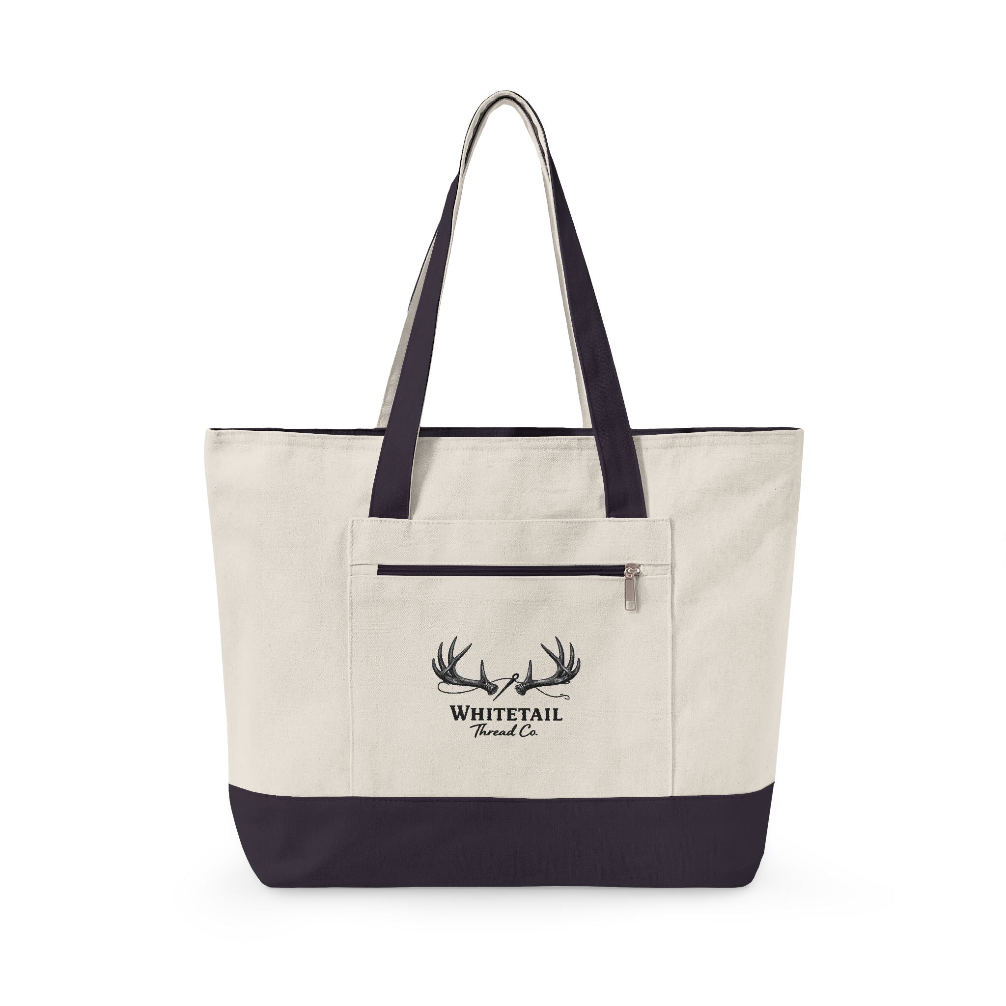 Whitetail Antler Canvas Tote — Zippered  Shopper Bag