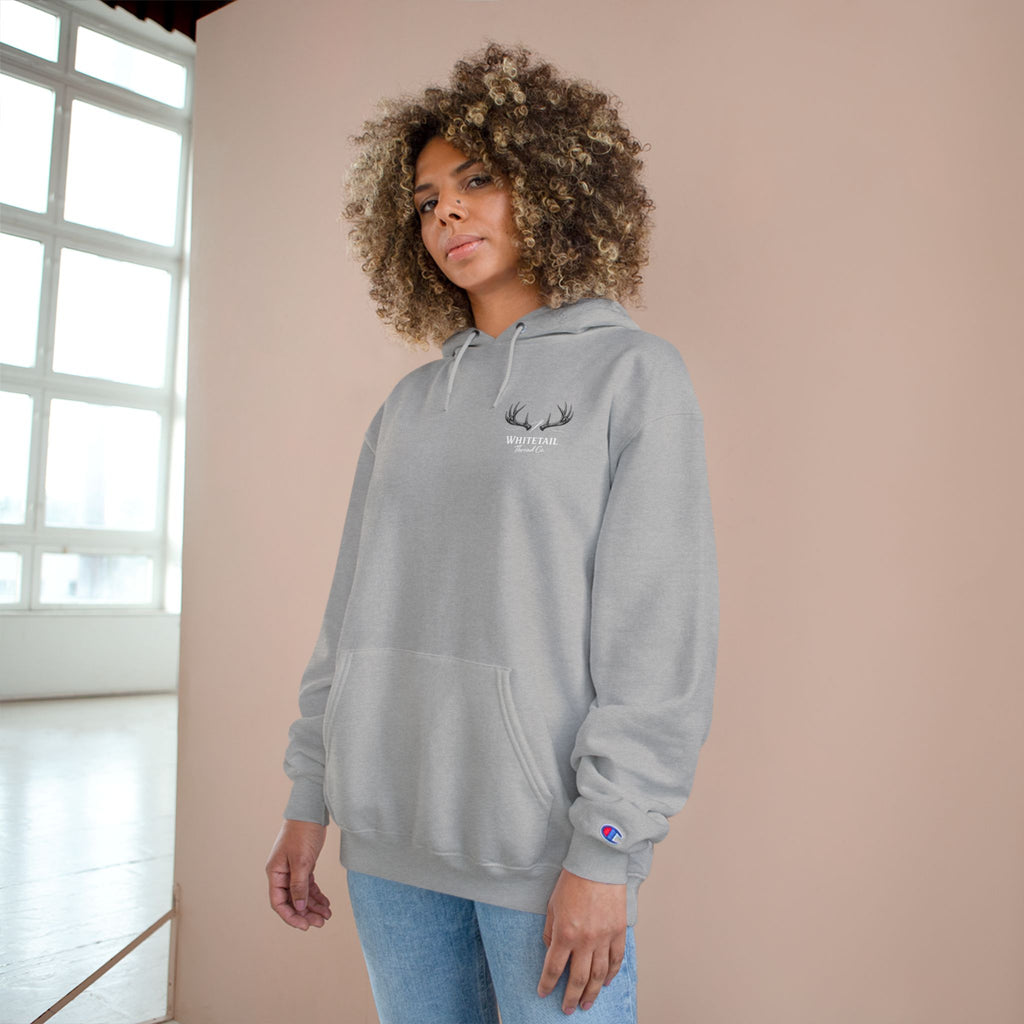 Champion Hoodie — Minimal Antler Logo Pullover