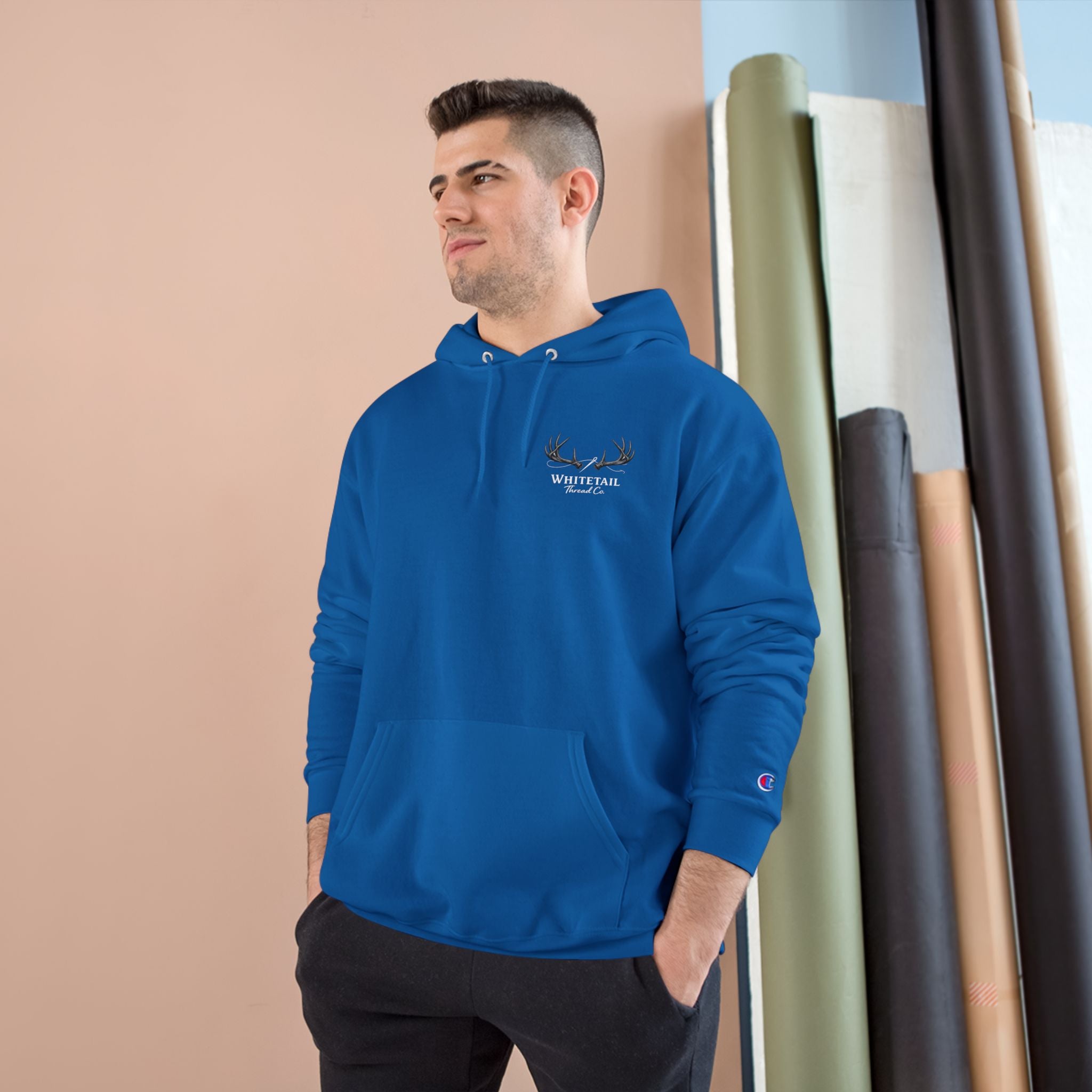Champion Hoodie — Minimal Antler Logo Pullover