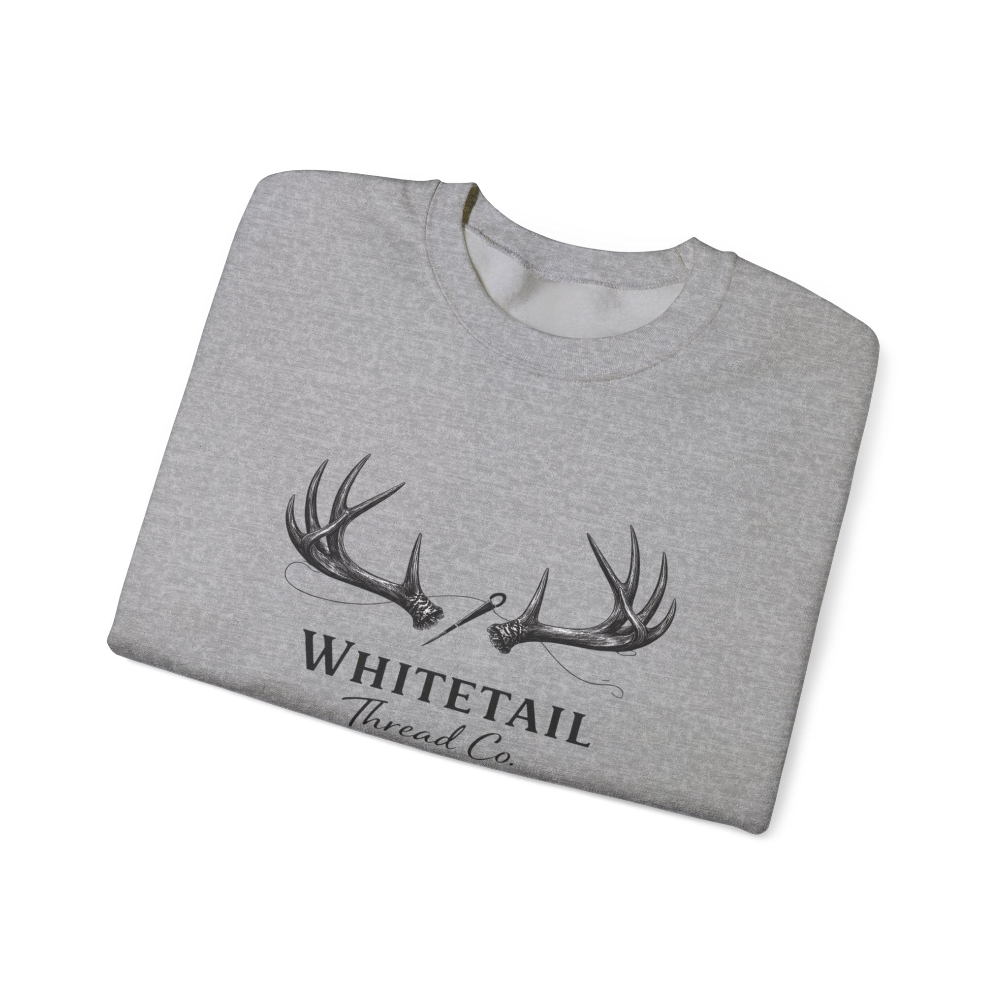 Whitetail Thread Co. Antler Crewneck Sweatshirt — American Flag Sleeve