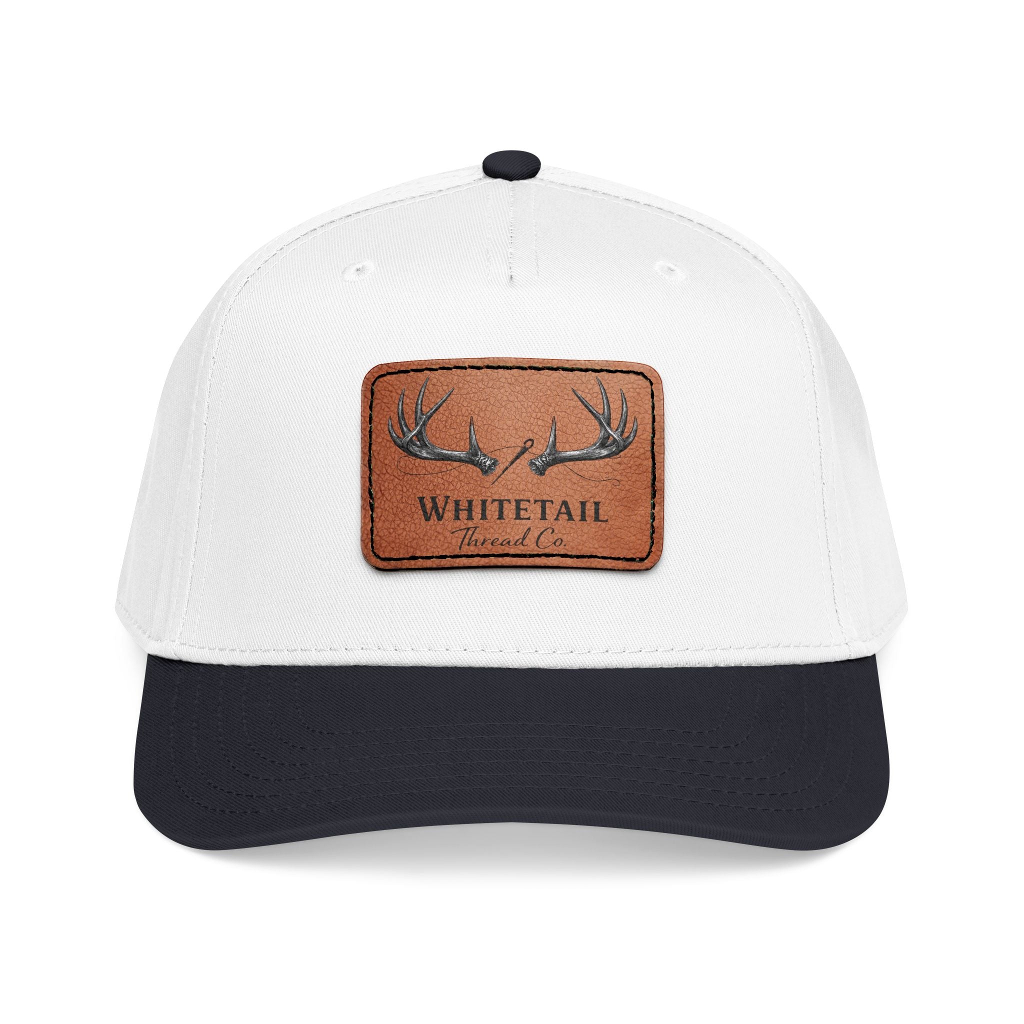 Leather Whitetail Thread Patch Hat — Whitetail Antlers Outdoor Hat