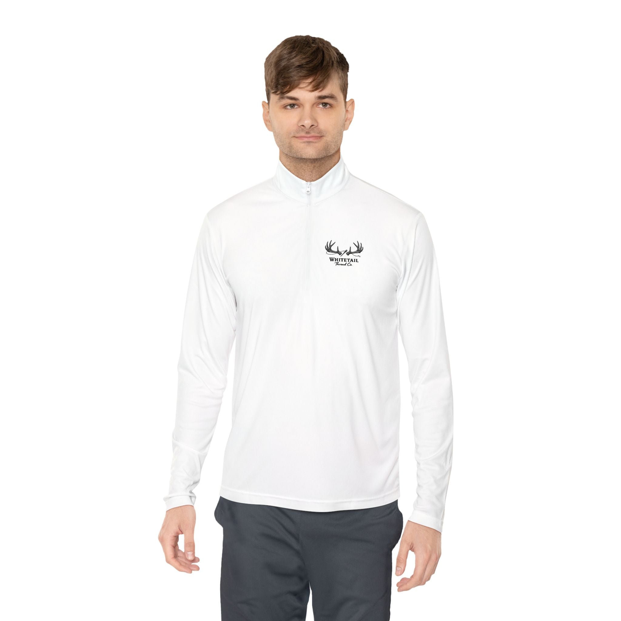 Quarter-Zip Pullover — Minimal Antler Logo Pullover