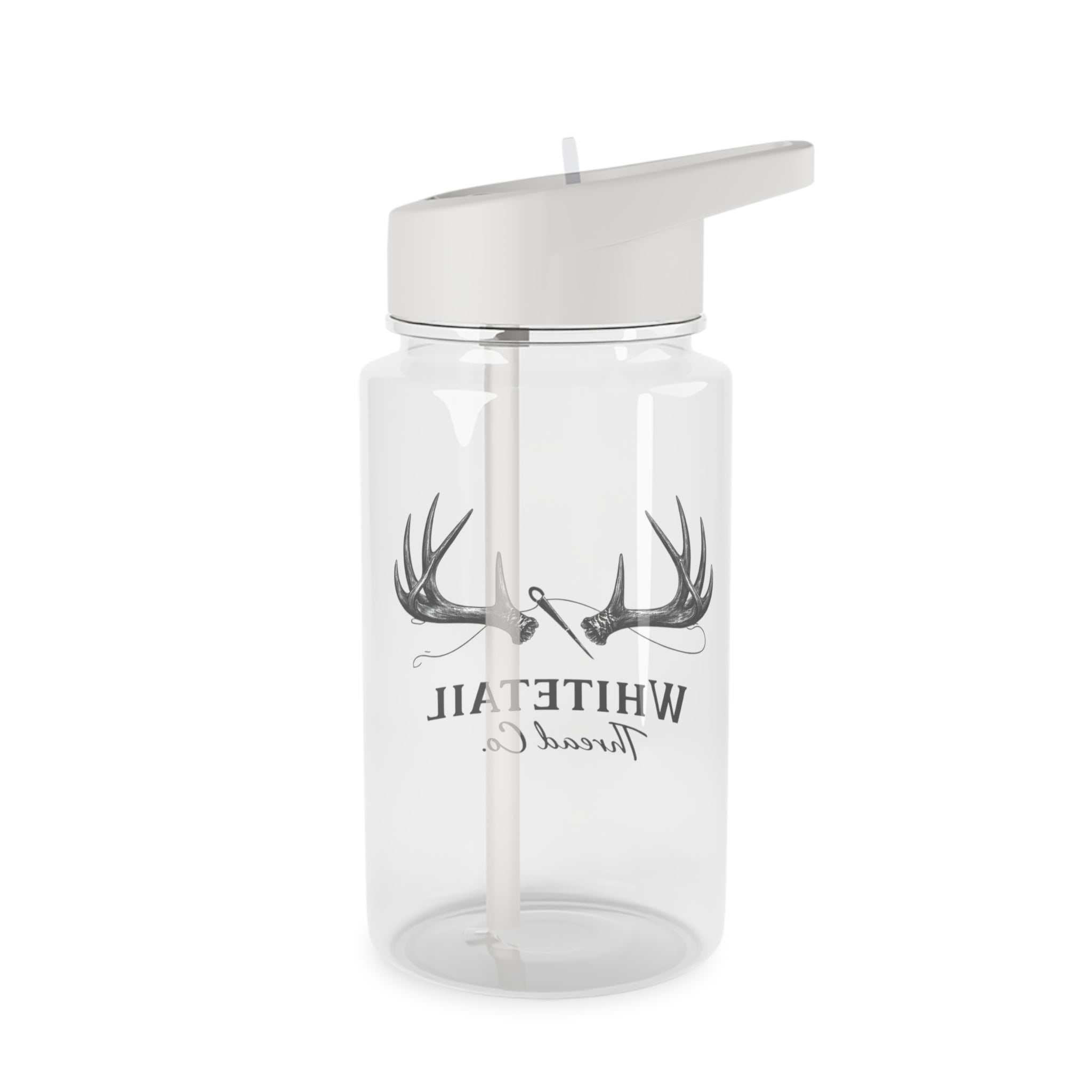 Whitetail Antler Water Bottle — Hunting Logo Sports Bottle with Straw
