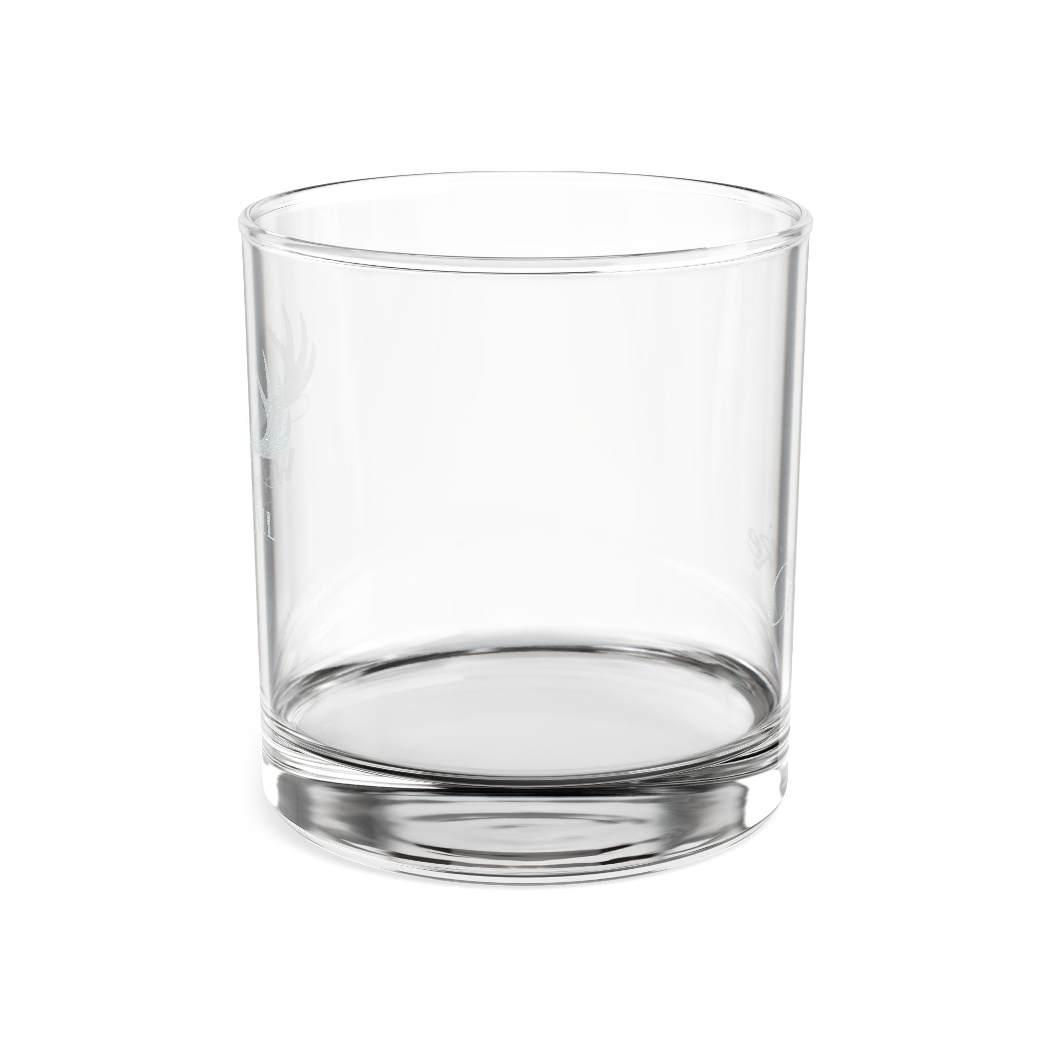 Engraved Whitetail Whiskey Glass — 10.5oz Rocks Glass, Deer Antler Logo
