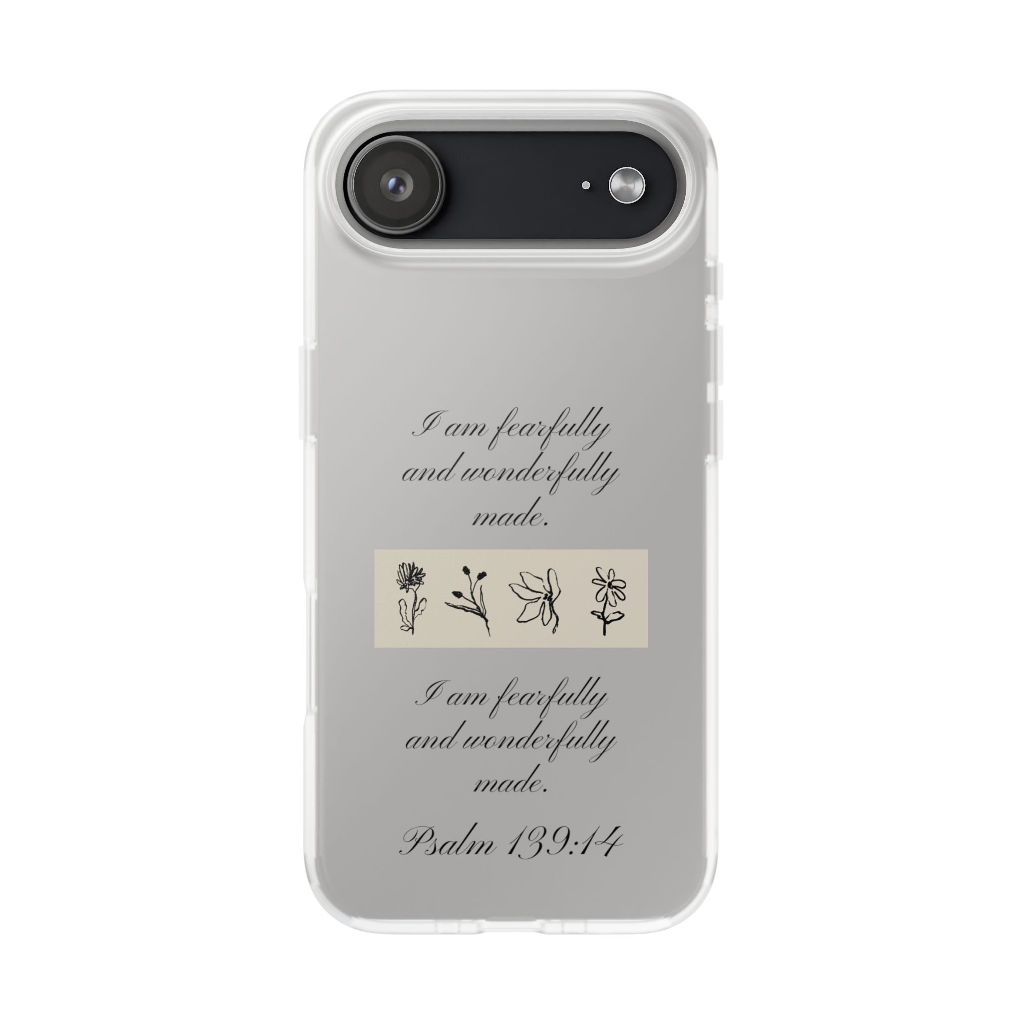 Christian Bible verse Floral iPhone Case – "I am fearfully and wonderfully made" Psalm 139:14