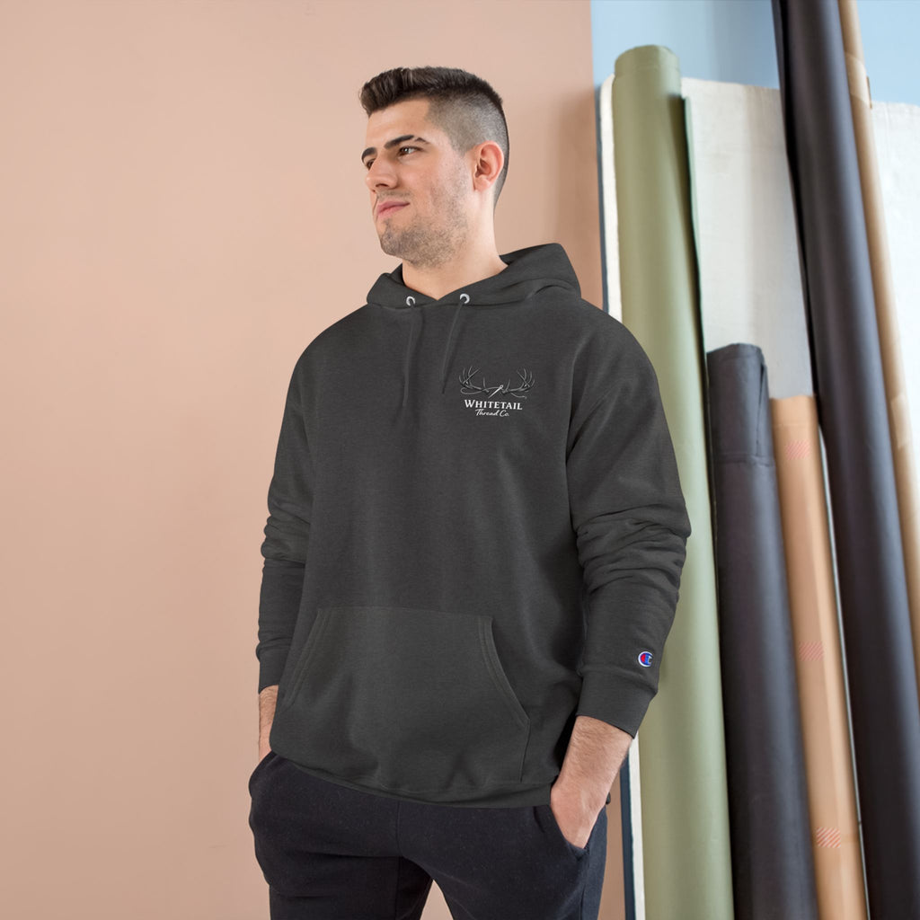 Champion Hoodie — Minimal Antler Logo Pullover