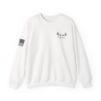 Whitetail Thread Antler Crewneck Sweatshirt — Small logo American Flag Sleeve