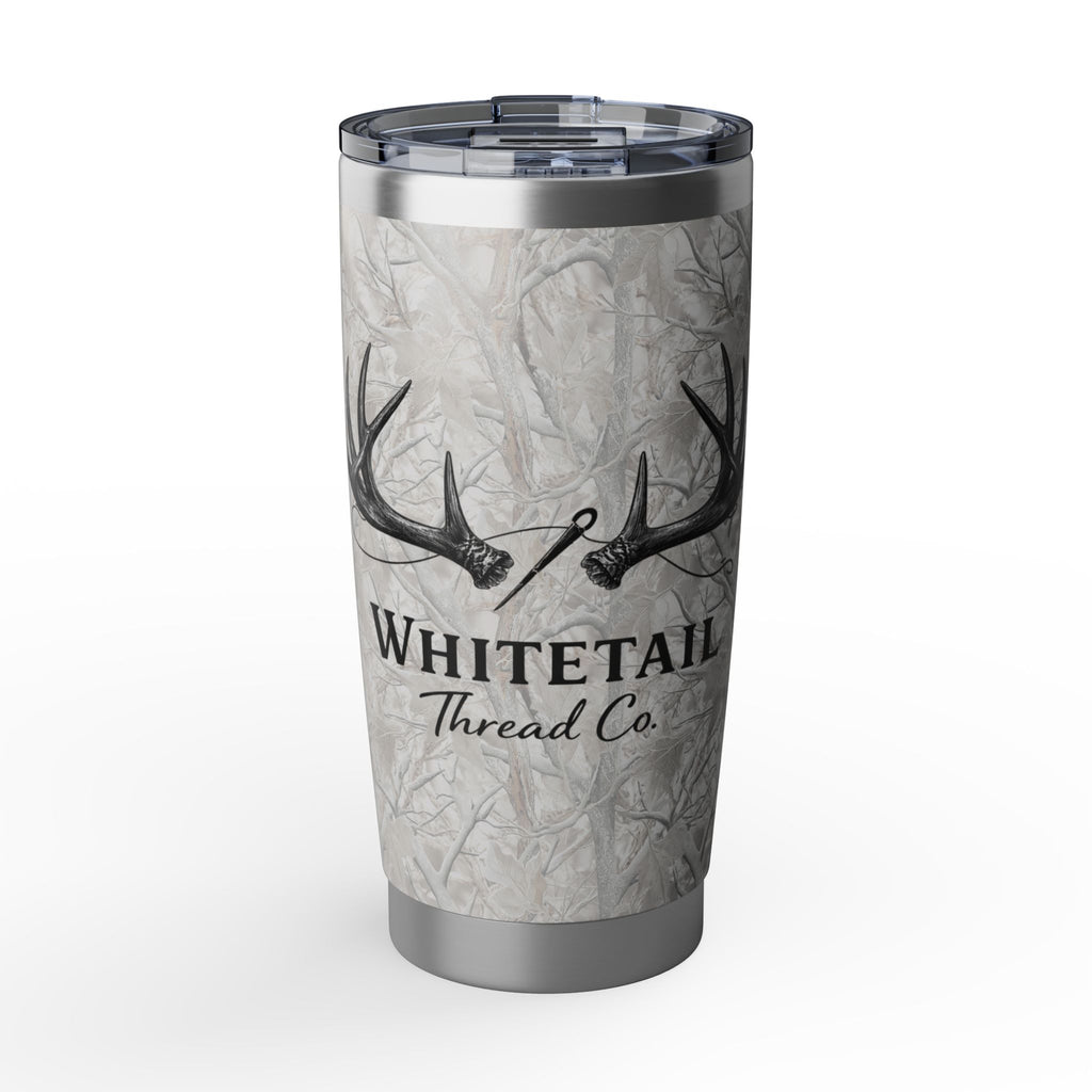 Winter Tree Camo Whitetail Thread Co. 20oz Insulated Tumbler – Camouflage Antler Design