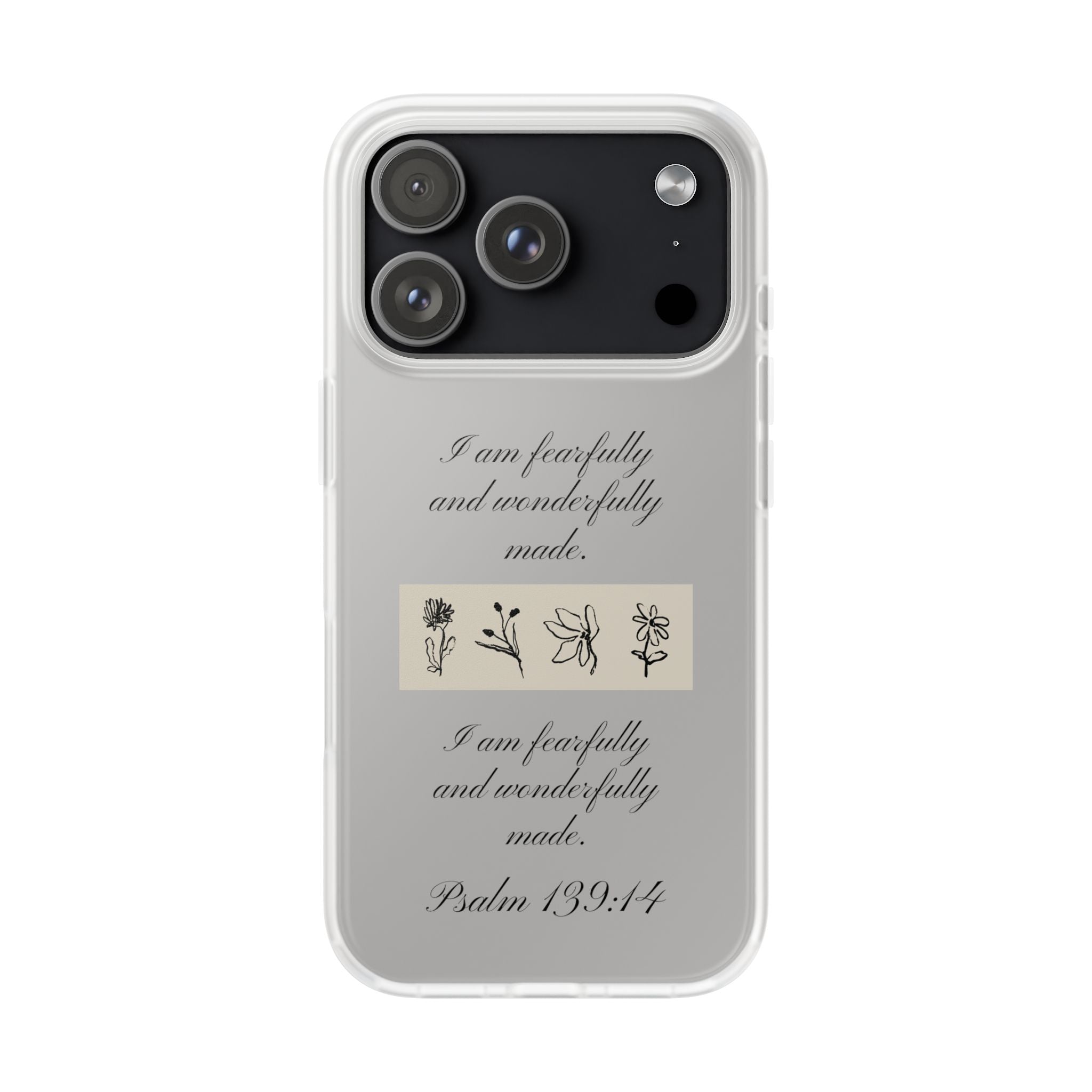 Christian Bible verse Floral iPhone Case – "I am fearfully and wonderfully made" Psalm 139:14