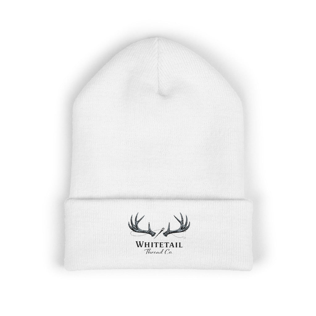 Embroidered 'Whitetail' Antler Knit Beanie — Cozy Hunting & Outdoor Winter Hat