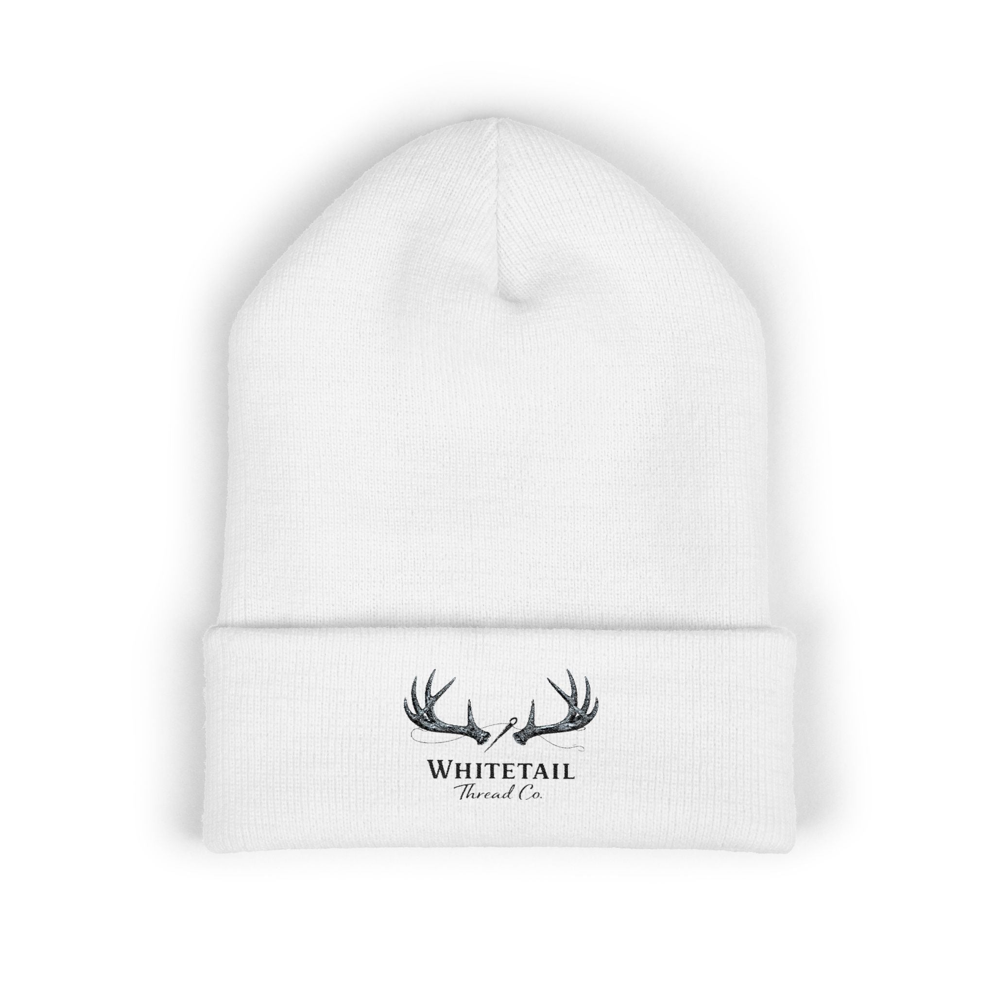 Embroidered 'Whitetail' Antler Knit Beanie — Cozy Hunting & Outdoor Winter Hat