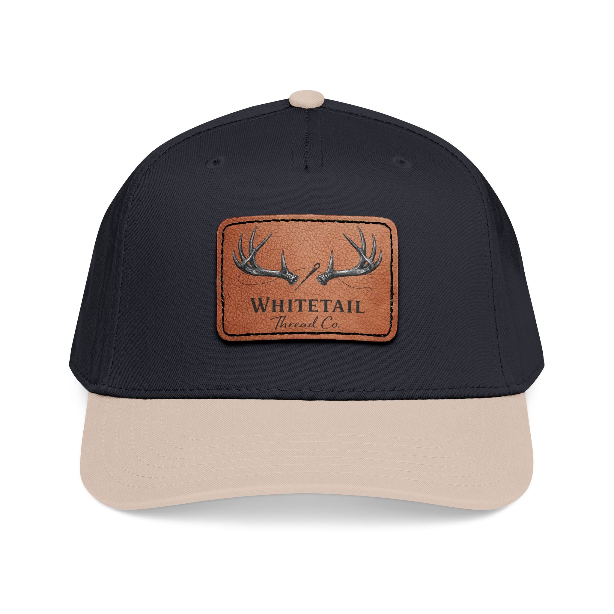 Leather Whitetail Thread Patch Hat — Whitetail Antlers Outdoor Hat