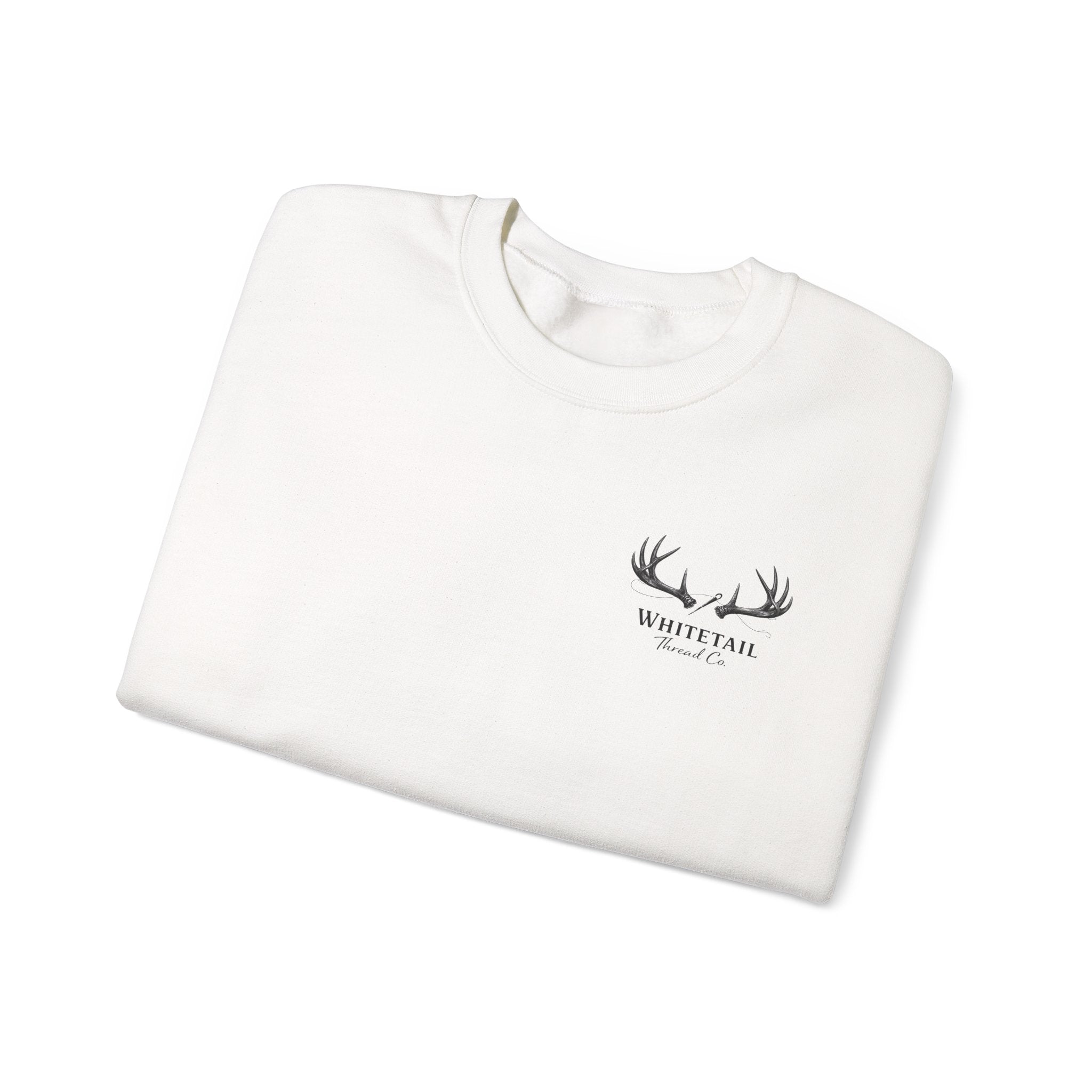 Whitetail Thread Antler Crewneck Sweatshirt — Small logo American Flag Sleeve