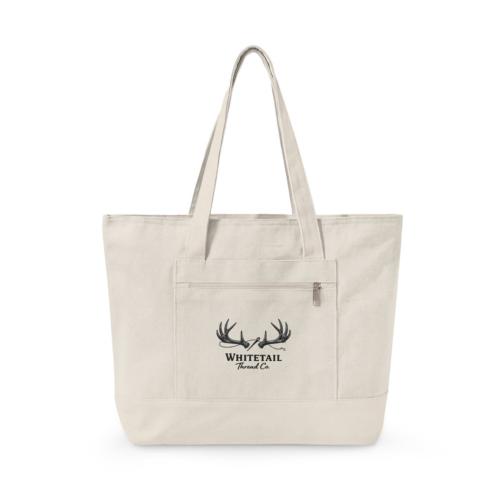 Whitetail Antler Canvas Tote — Zippered  Shopper Bag