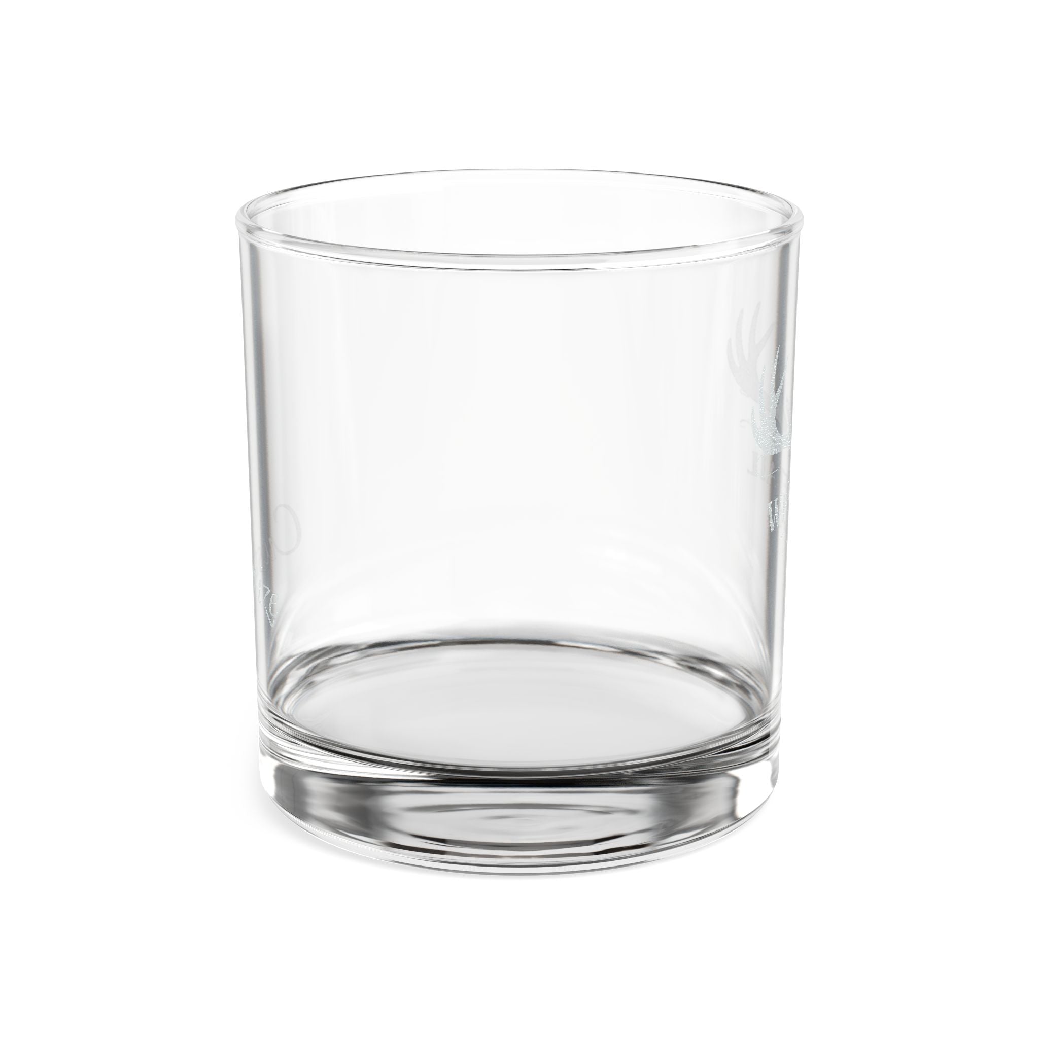 Engraved Whitetail Whiskey Glass — 10.5oz Rocks Glass, Deer Antler Logo