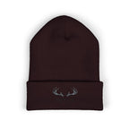 Embroidered 'Whitetail' Antler Knit Beanie — Cozy Hunting & Outdoor Winter Hat