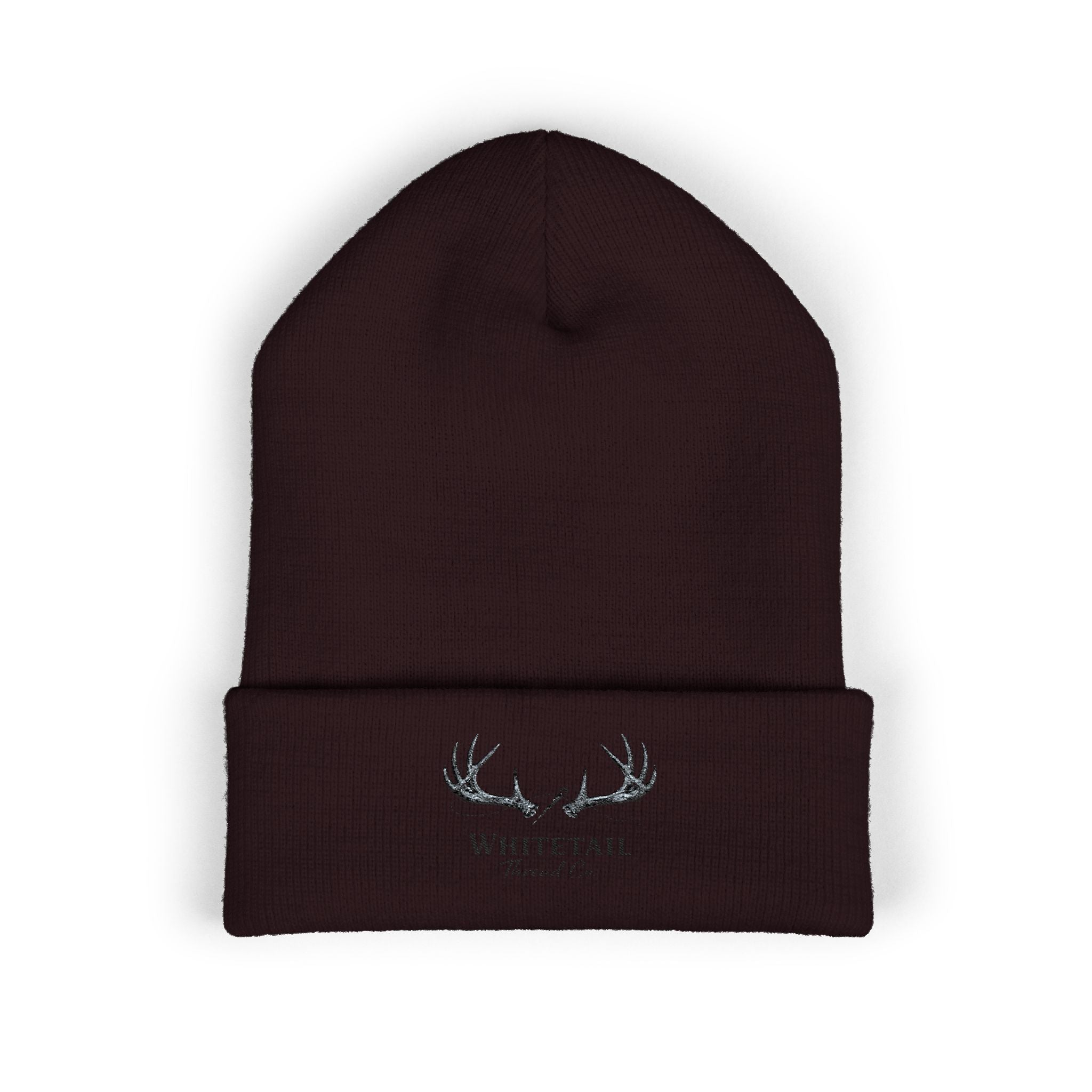 Embroidered 'Whitetail' Antler Knit Beanie — Cozy Hunting & Outdoor Winter Hat