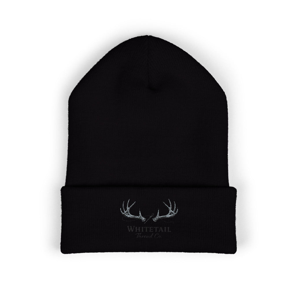 Embroidered 'Whitetail' Antler Knit Beanie — Cozy Hunting & Outdoor Winter Hat
