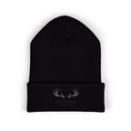 Embroidered 'Whitetail' Antler Knit Beanie — Cozy Hunting & Outdoor Winter Hat