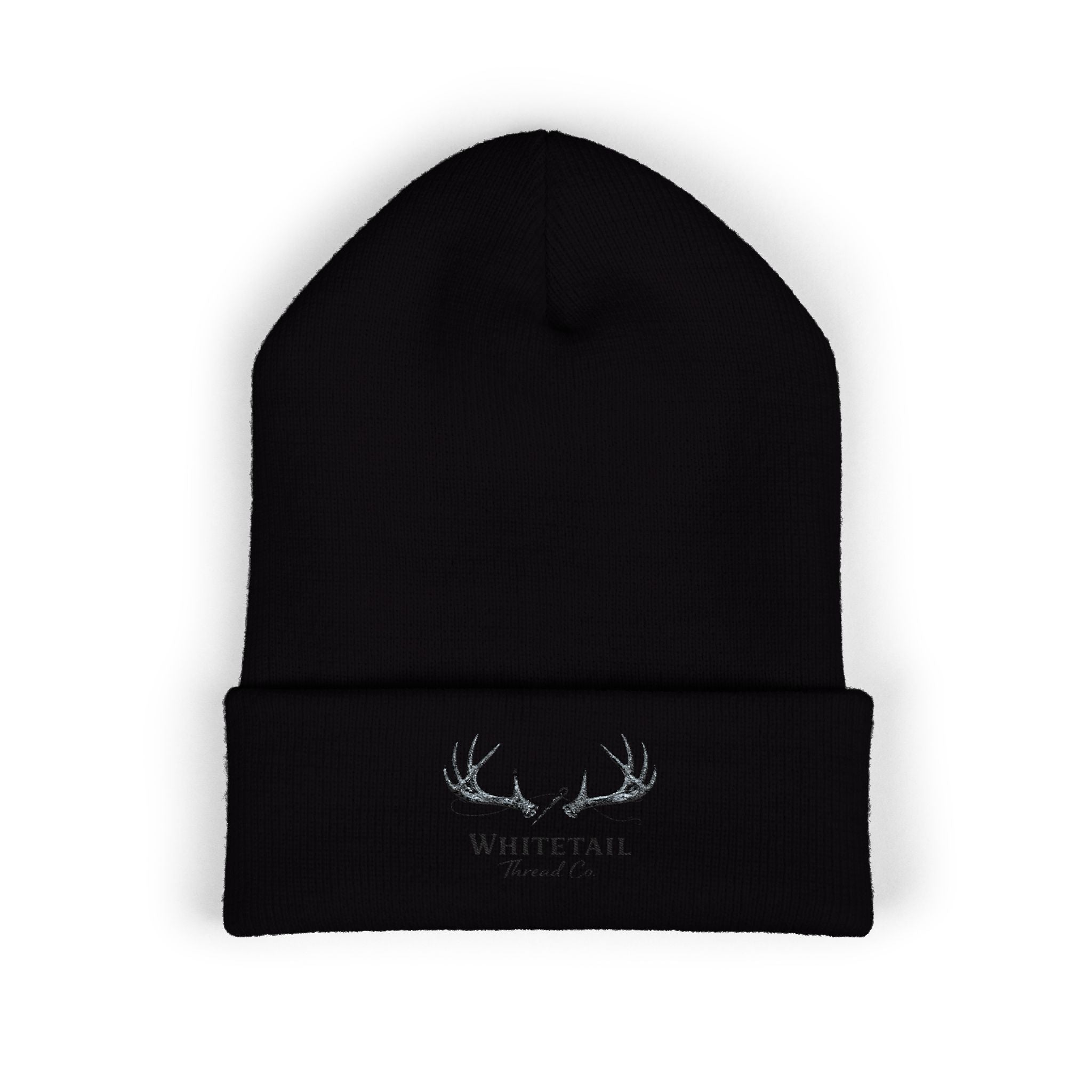 Embroidered 'Whitetail' Antler Knit Beanie — Cozy Hunting & Outdoor Winter Hat