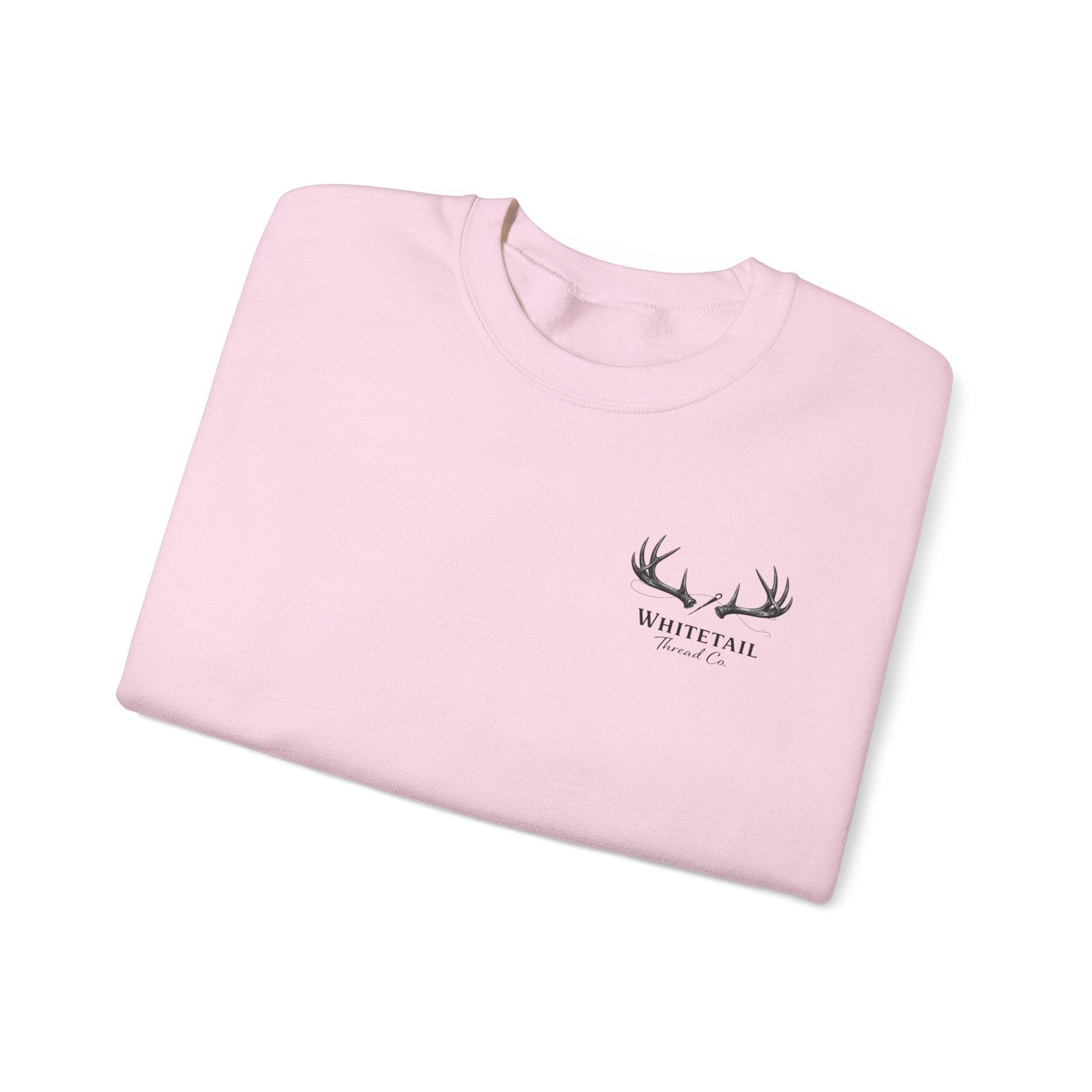 Whitetail Thread Antler Crewneck Sweatshirt — Small logo American Flag Sleeve