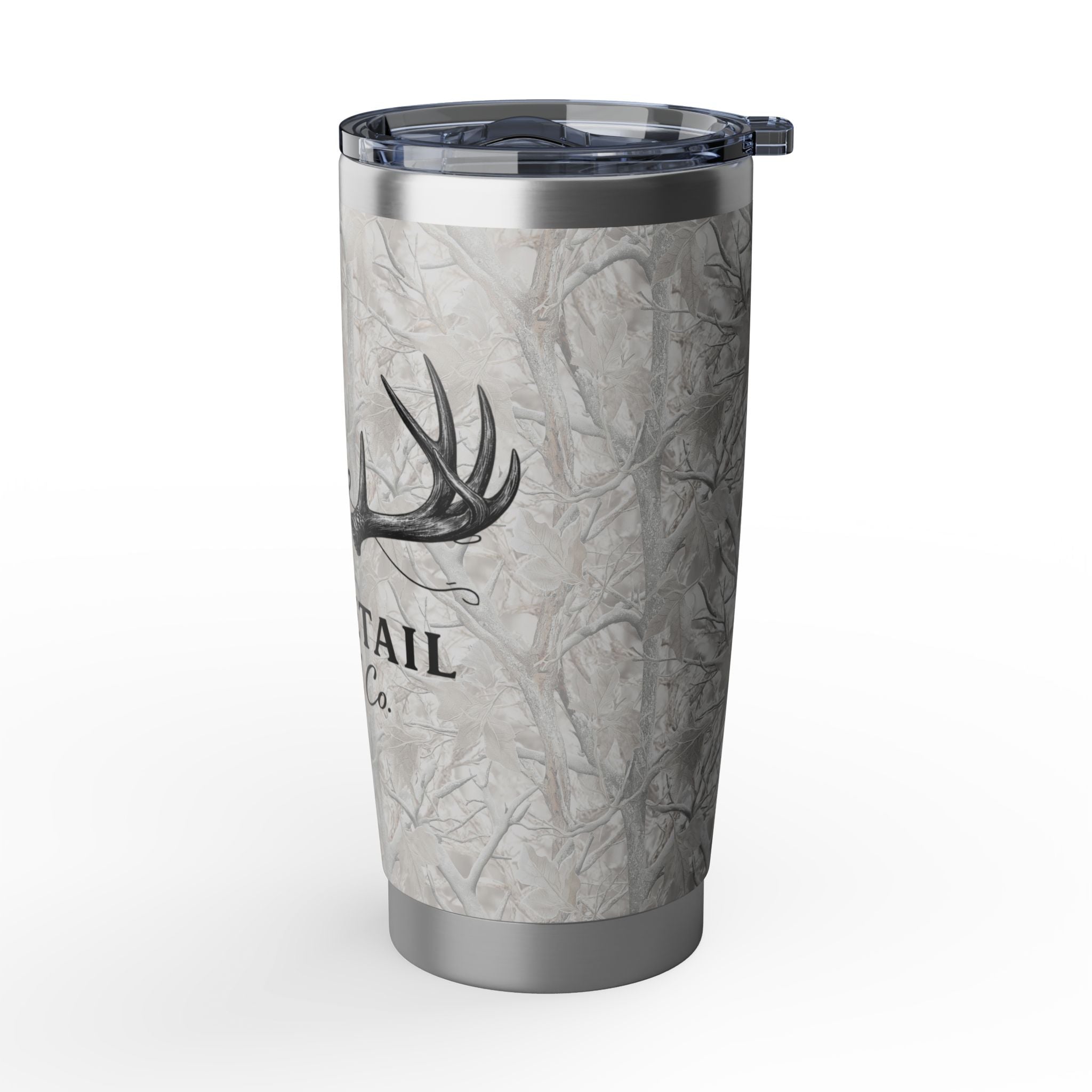 Winter Tree Camo Whitetail Thread Co. 20oz Insulated Tumbler – Camouflage Antler Design
