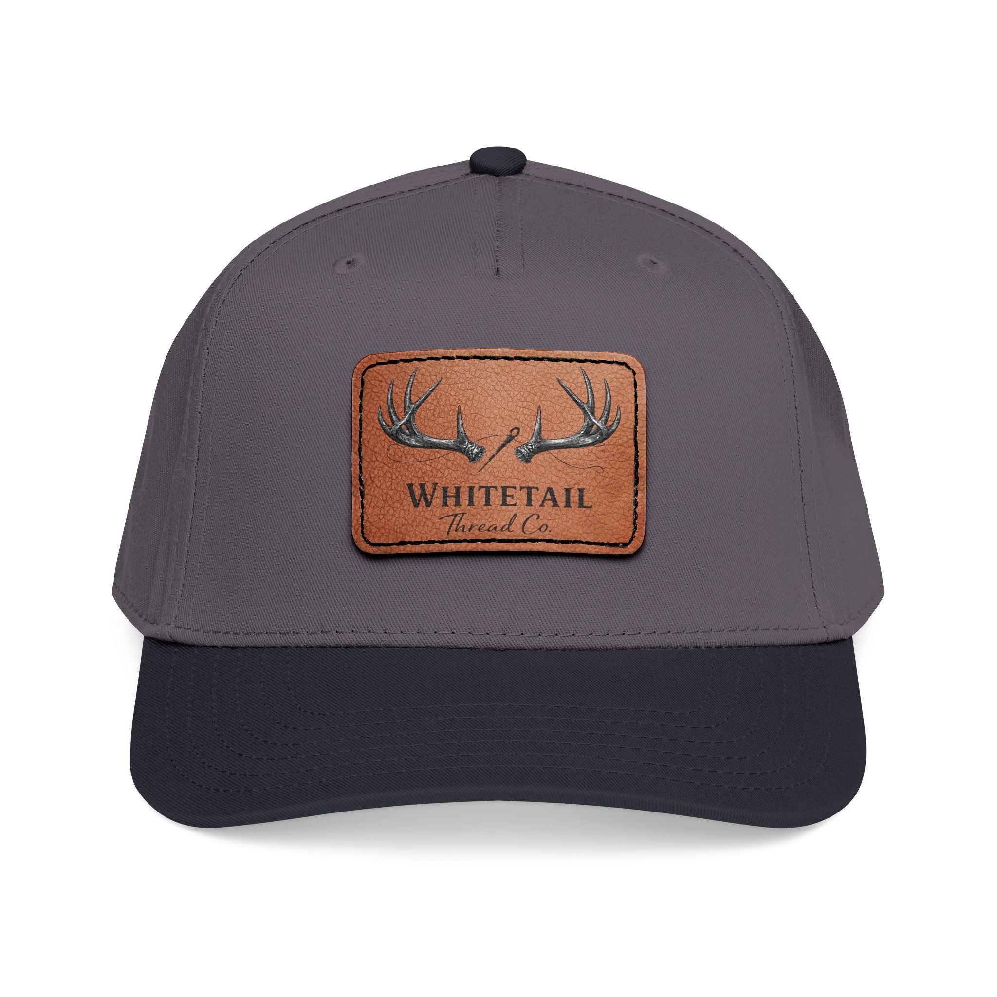 Leather Whitetail Thread Patch Hat — Whitetail Antlers Outdoor Hat