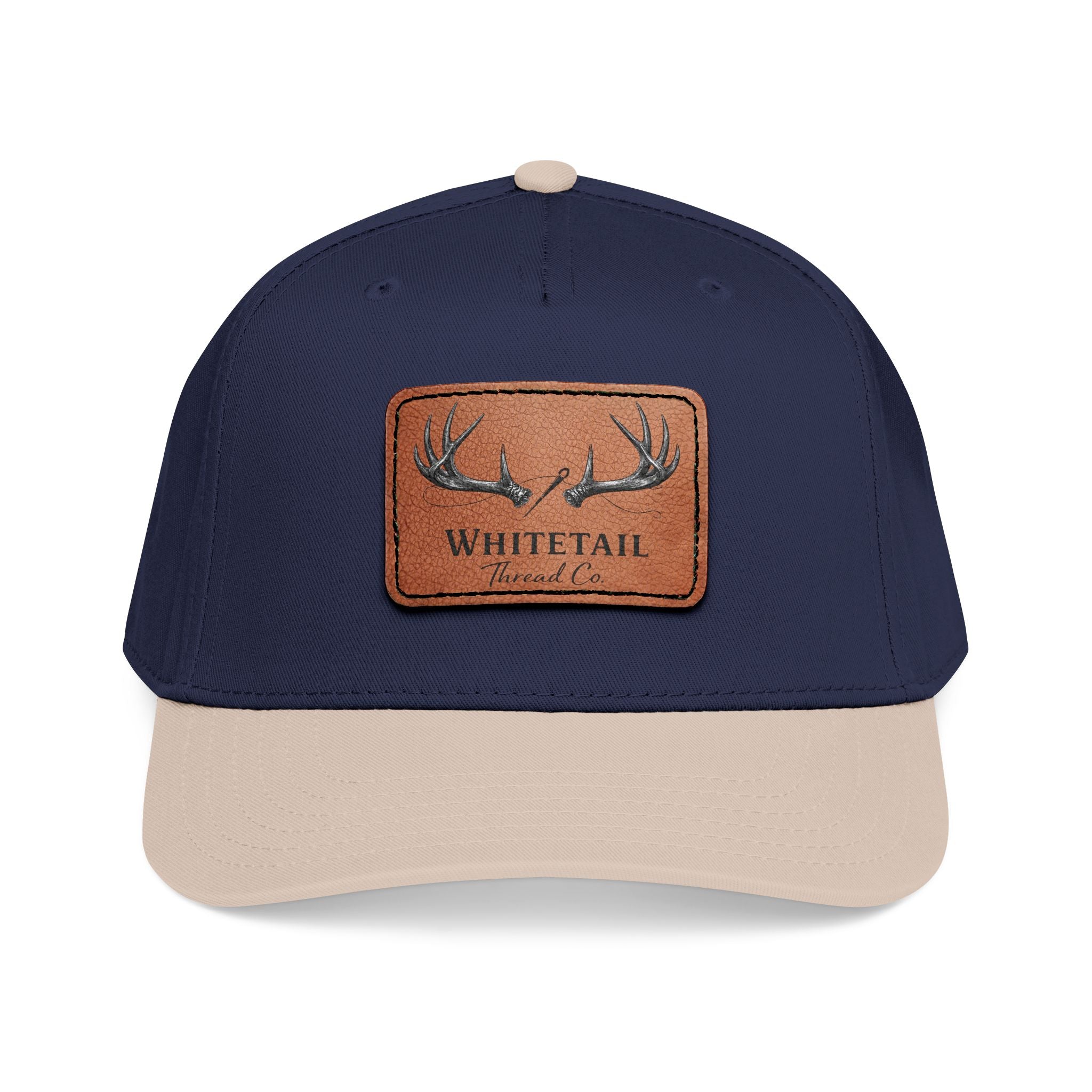 Leather Whitetail Thread Patch Hat — Whitetail Antlers Outdoor Hat