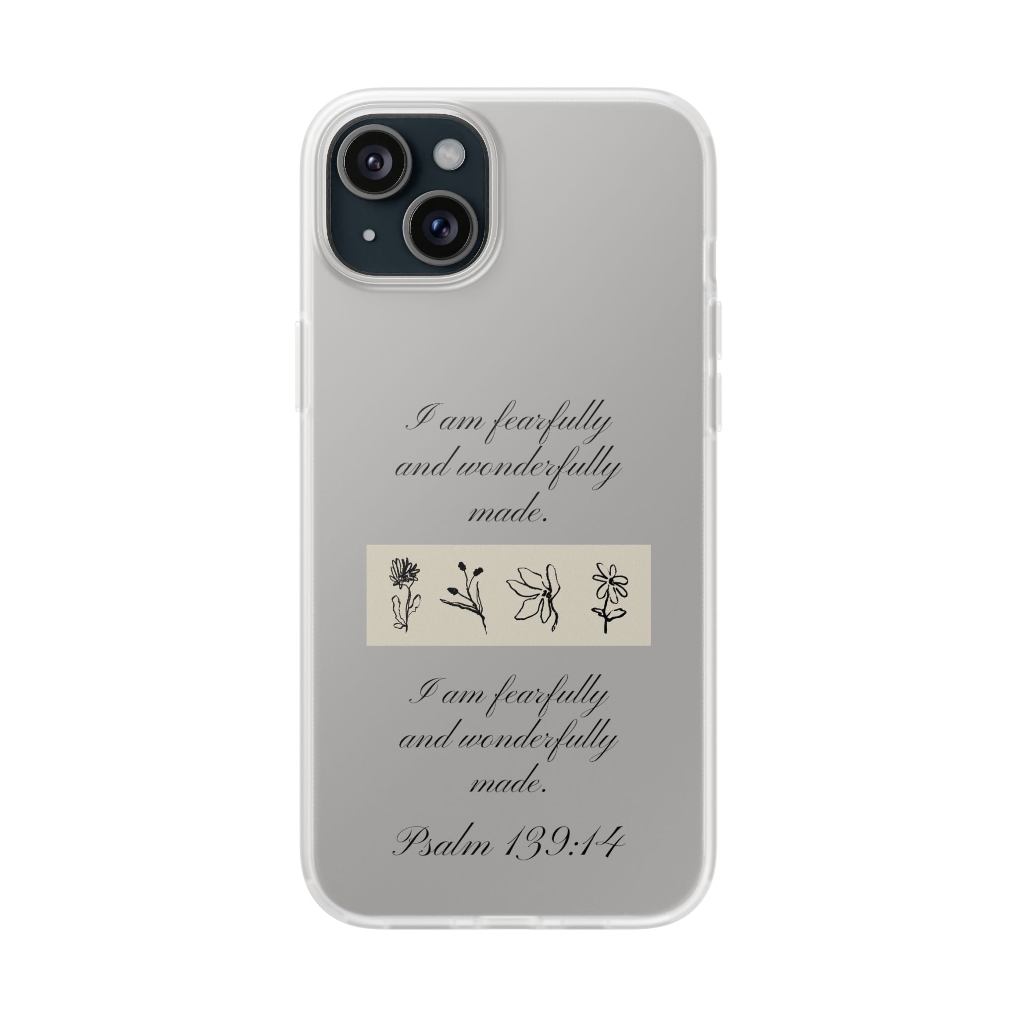 Christian Bible verse Floral iPhone Case – "I am fearfully and wonderfully made" Psalm 139:14