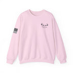 Whitetail Thread Antler Crewneck Sweatshirt — Small logo American Flag Sleeve