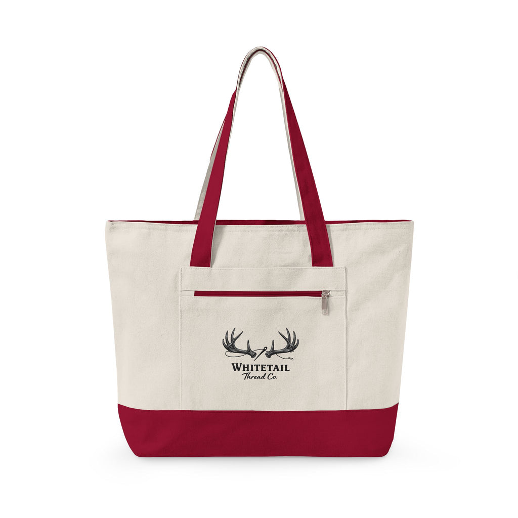 Whitetail Antler Canvas Tote — Zippered  Shopper Bag
