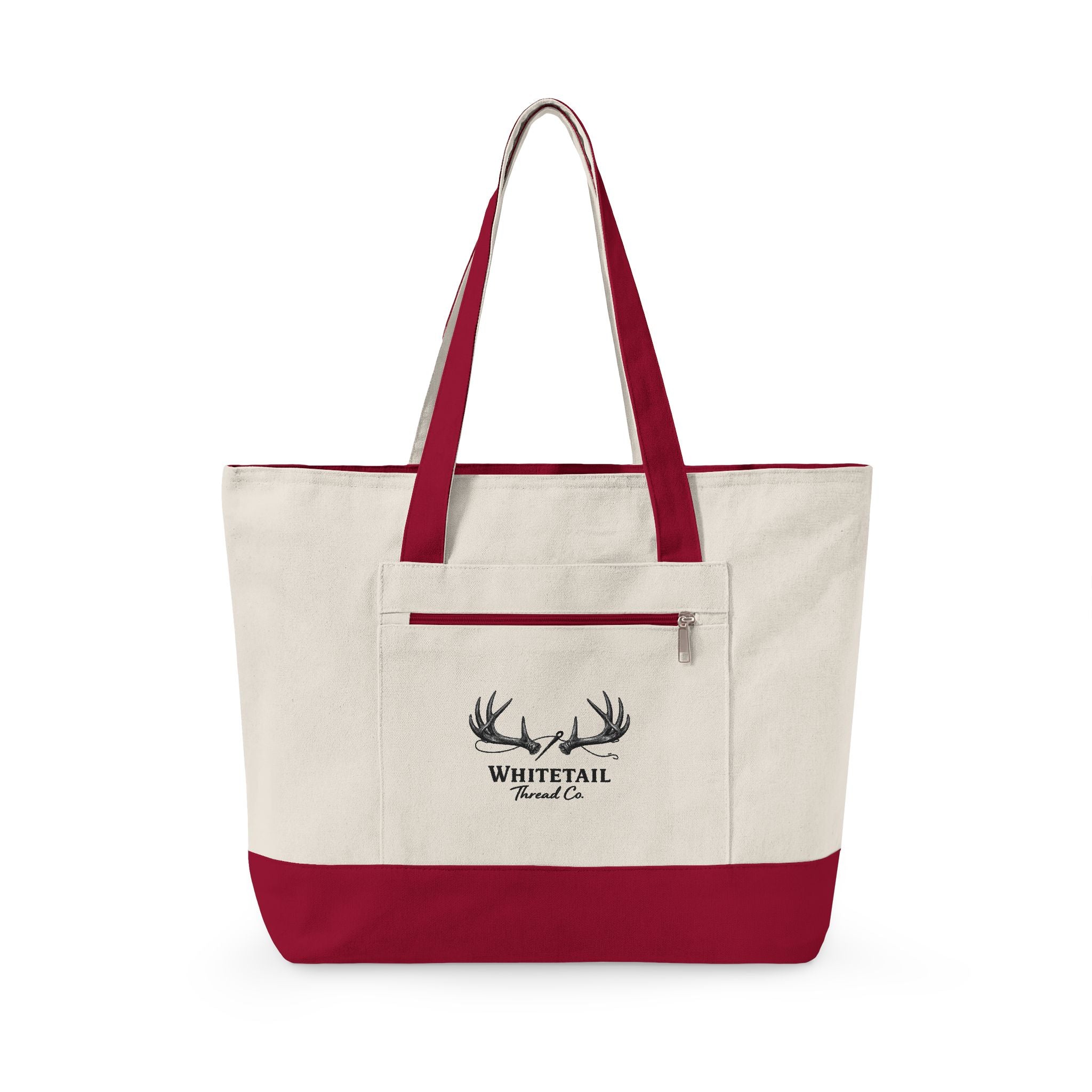 Whitetail Antler Canvas Tote — Zippered  Shopper Bag