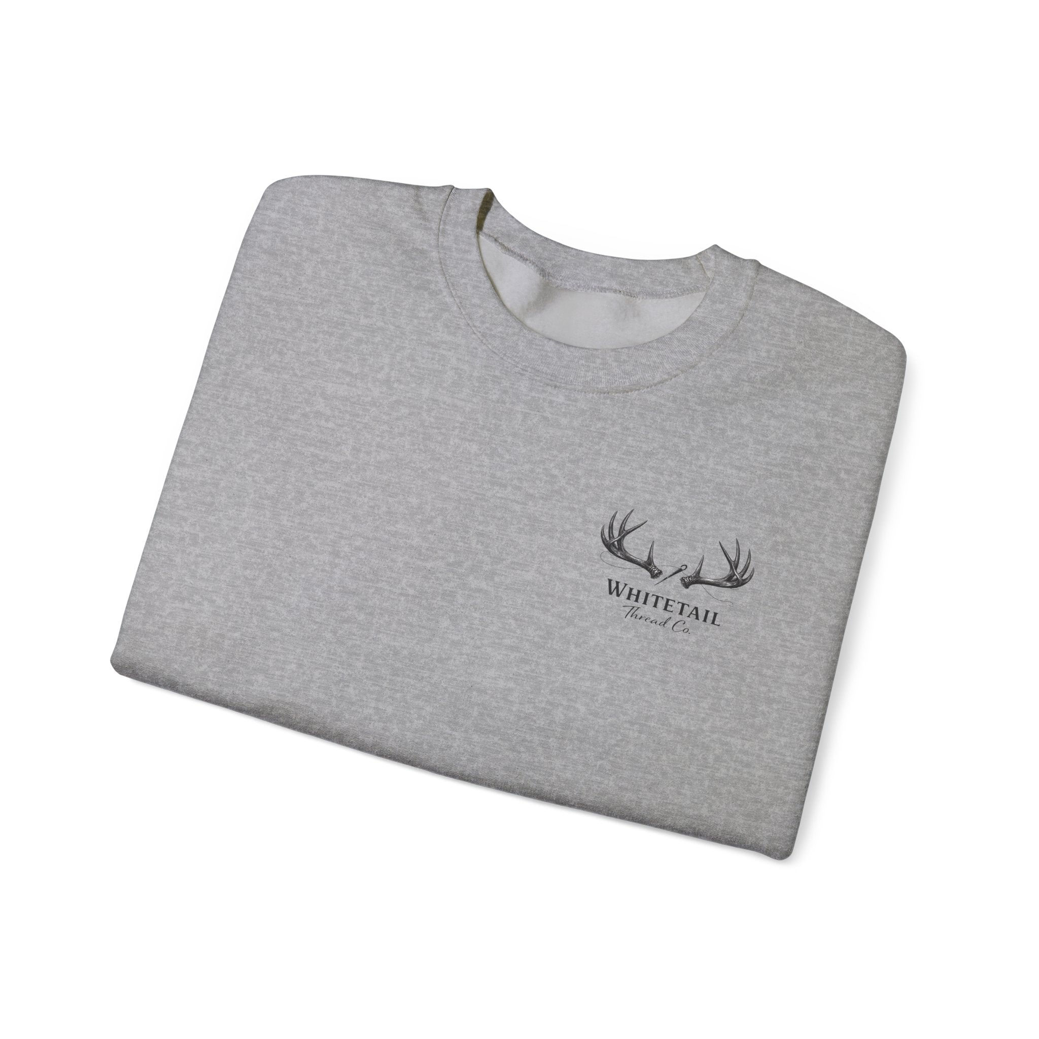 Whitetail Thread Antler Crewneck Sweatshirt — Small logo American Flag Sleeve