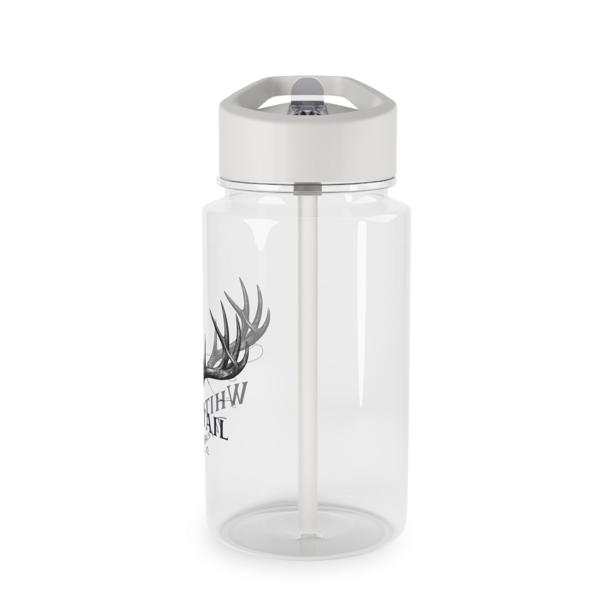 Whitetail Antler Water Bottle — Hunting Logo Sports Bottle with Straw